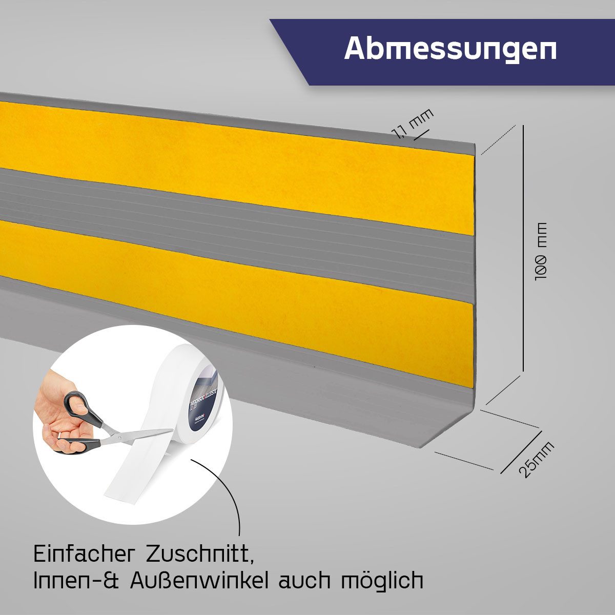 HOLZBRINK Sockelleiste HOLZBRINK selbstklebend PVC 100x25mm, 1 m, L: 100 cm, 1m Rolle, Küchenleiste Abschlussleiste für Badezimmer Farbe: Grau – Bild 4 von 5