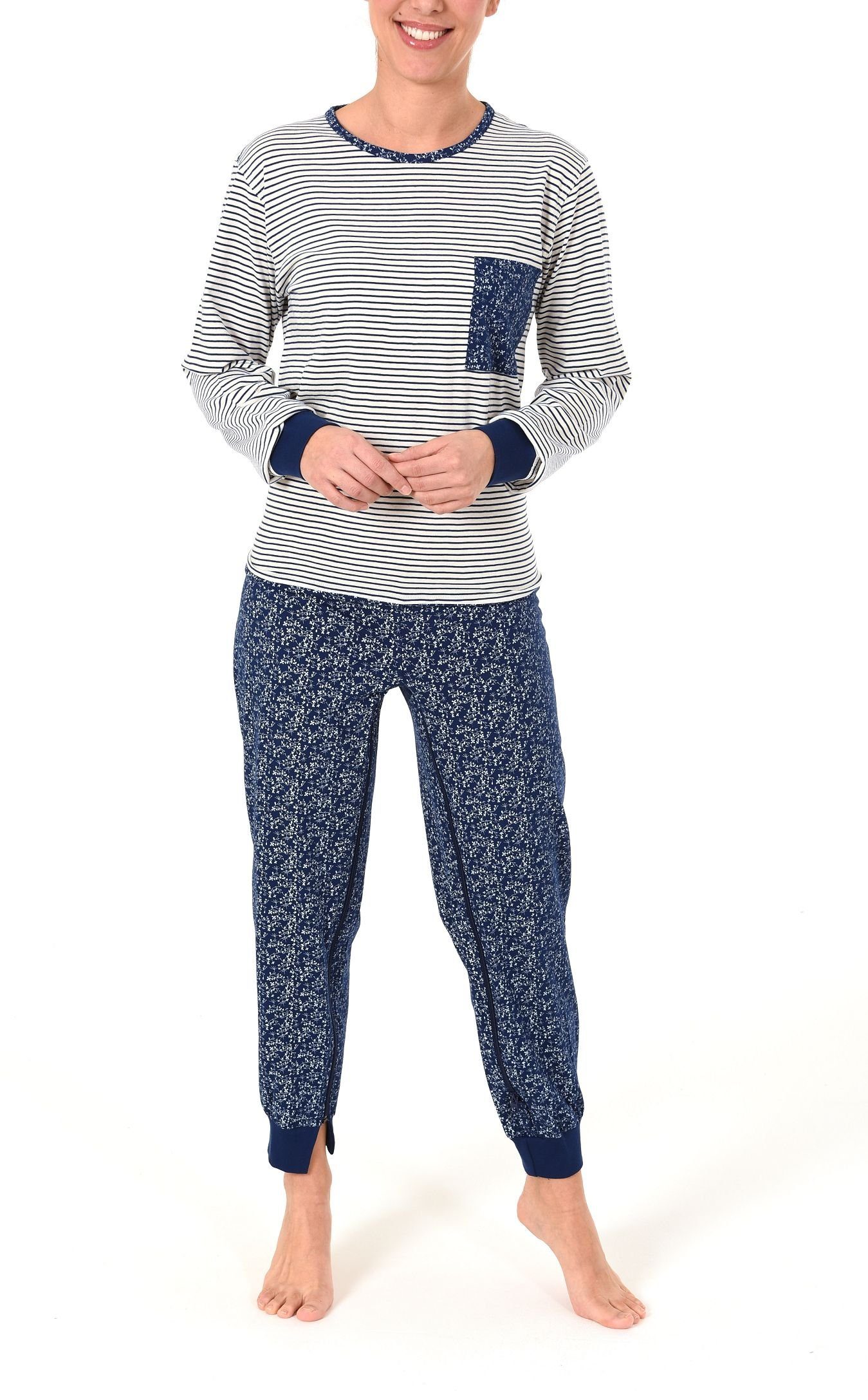 Normann Pyjama Damen Pflegeoverall langarm mit Reissverschluss am Rücken und am Bein