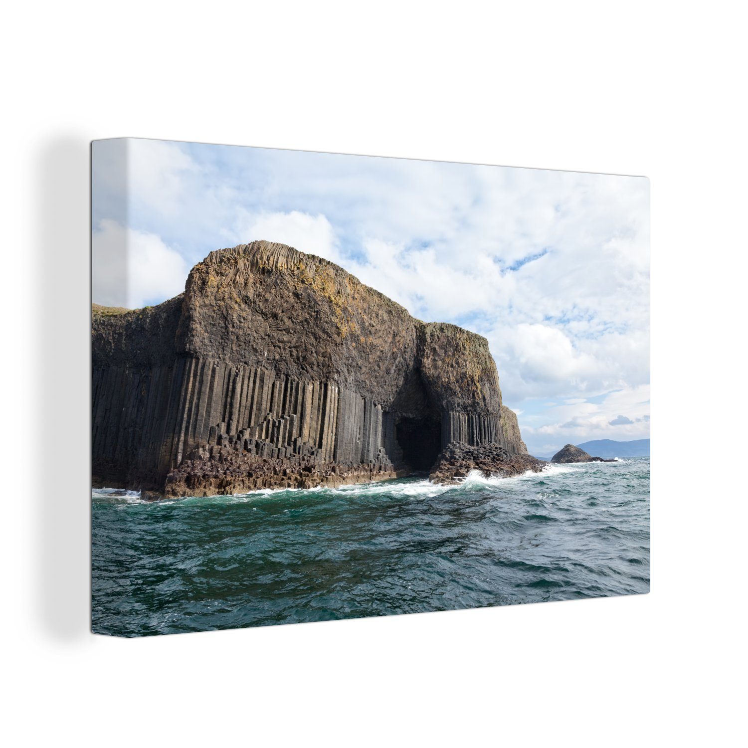 OneMillionCanvasses® Leinwandbild Schottlands Fingal's Cave in Europa mit kräuselndem Wasser, (1 St), Wandbild Leinwandbilder, Aufhängefertig, Wanddeko, 30x20 cm
