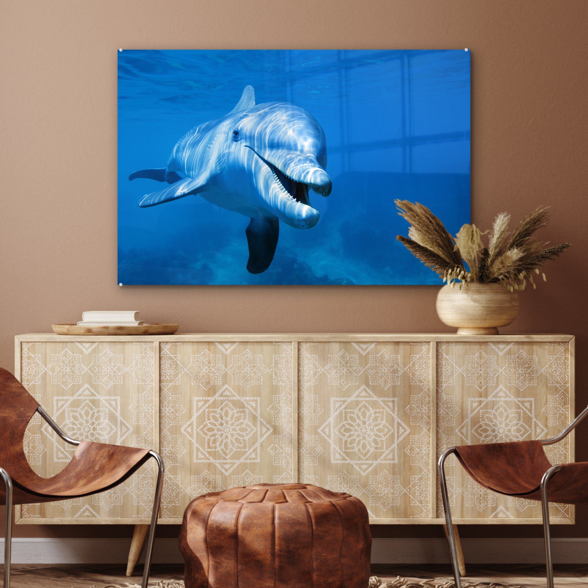St), Wohnzimmer (1 Meer, - Schlafzimmer Wasser & - Acrylglasbilder MuchoWow Acrylglasbild Delfin
