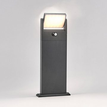 Lindby Gartenleuchte Novalie, LED-Leuchtmittel fest verbaut, warmweiß, Modern, Aluminium, Polycarbonat, dunkelgrau, 1 flammig, inkl.