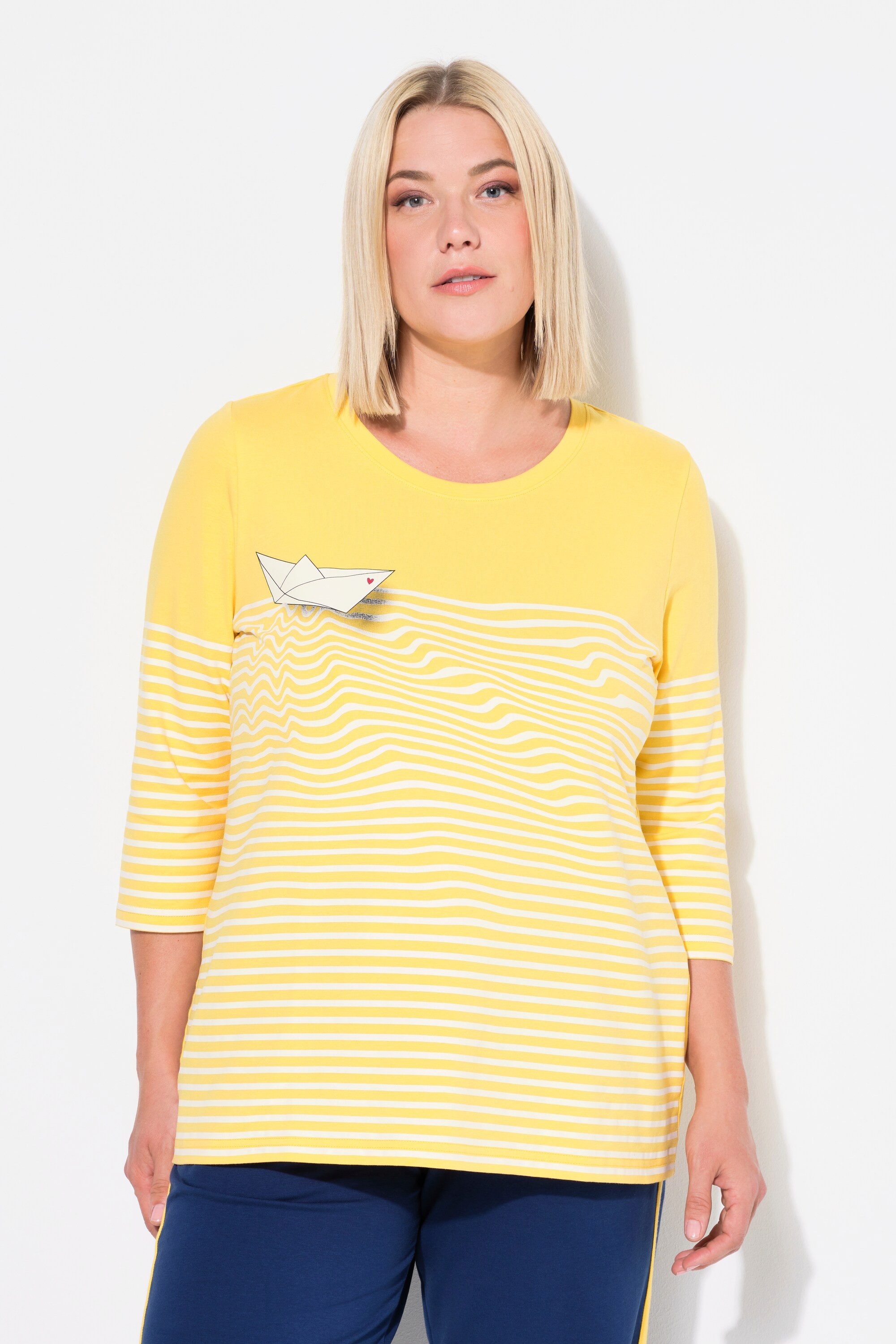 Ulla Popken Longsleeve Shirt Ringel Papierboot günstig online kaufen