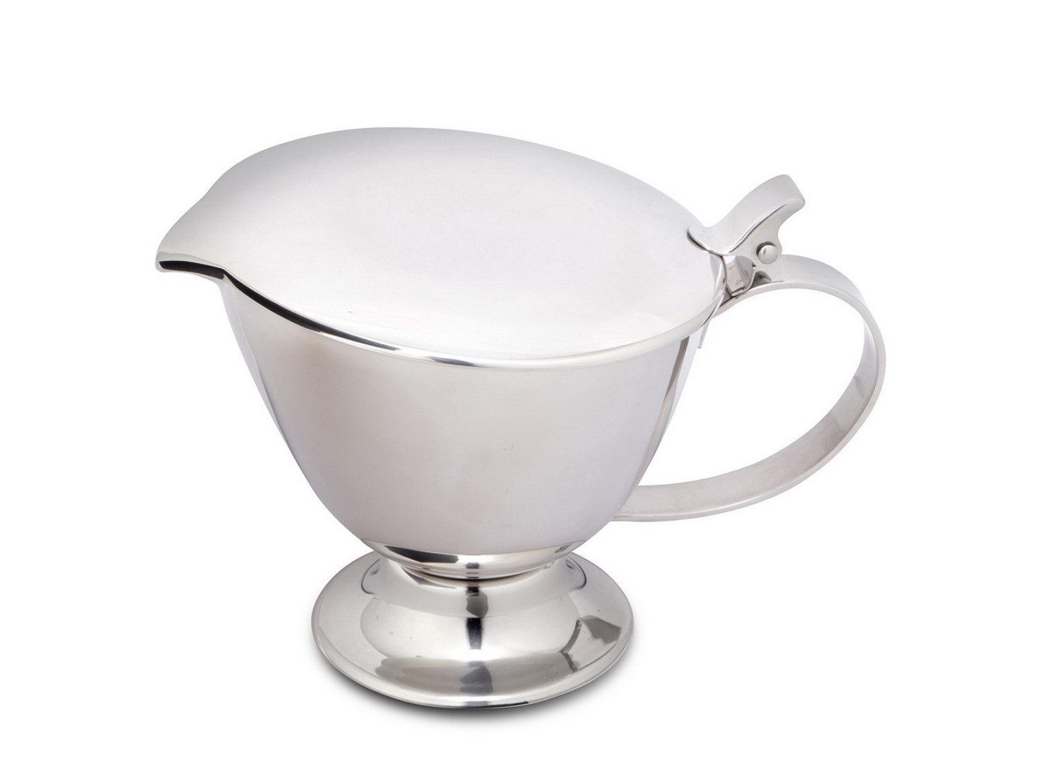 Karl Weis Sauciere Soßenkännchen mit Deckel Saucenkännchen Saucenkanne Saucen-Kanne, Edelstahl, (Saucenspender / Soßenspender mit 450 ml Fassungsvermögen), Kännchen inkl. Deckel mit Einhandbedienung