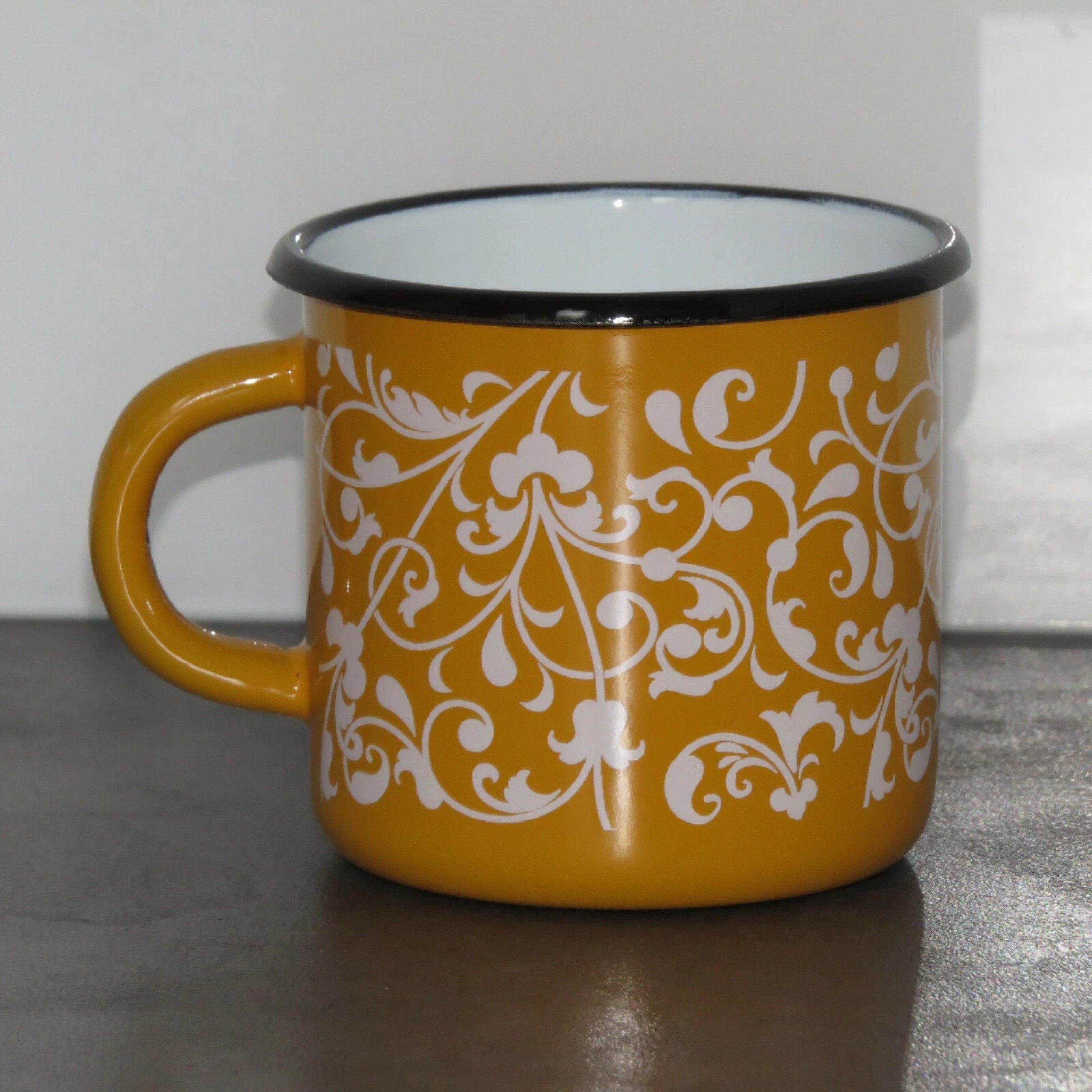 Holzprodukte Becher Email Emaile Emaille Kaffeebecher Teetasse Becher Tasse Kaffee Tee, 350 ml