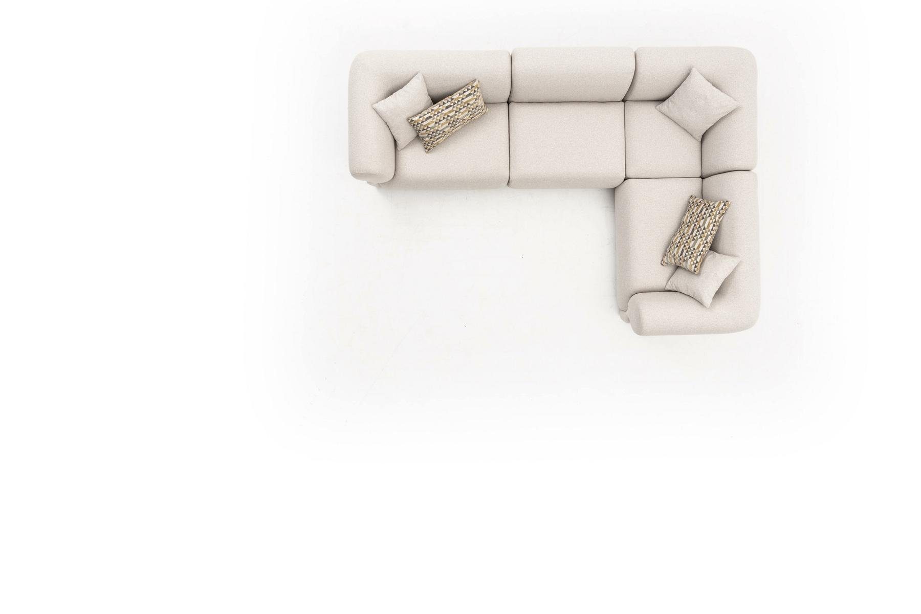 JVmoebel Ecksofa Beige Sofa L-Form Wohnzimmer Möbel Textil Modern Stil, Made in Europe