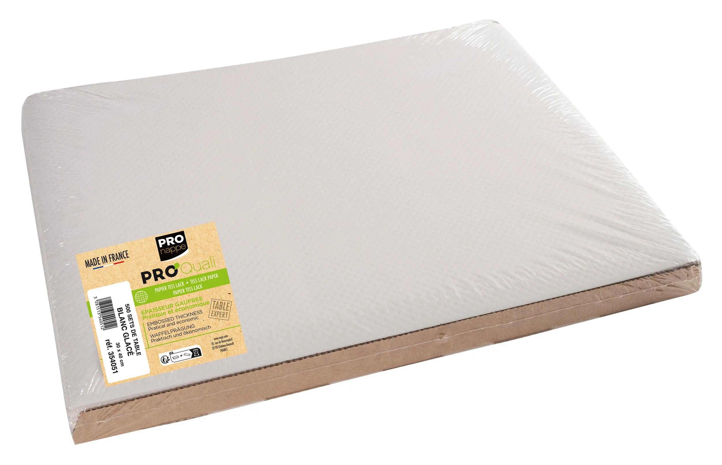 PROnappe Tischband 4x 500 Tischsets, Papier Tiss Lack, geprägt 30x40cm Weiß 354051I