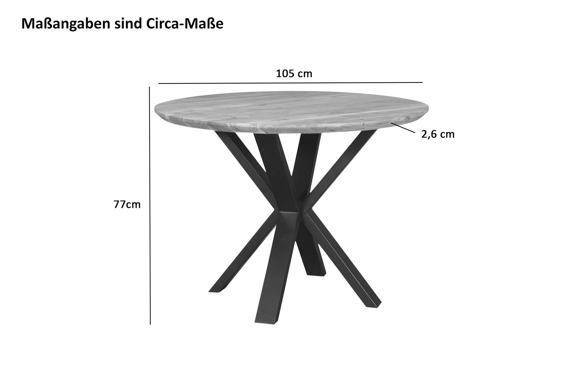 SAM® Esstisch Zoey, Akazienholz, Schweizer Kante, Metallgestell Spider oder Vierfuß