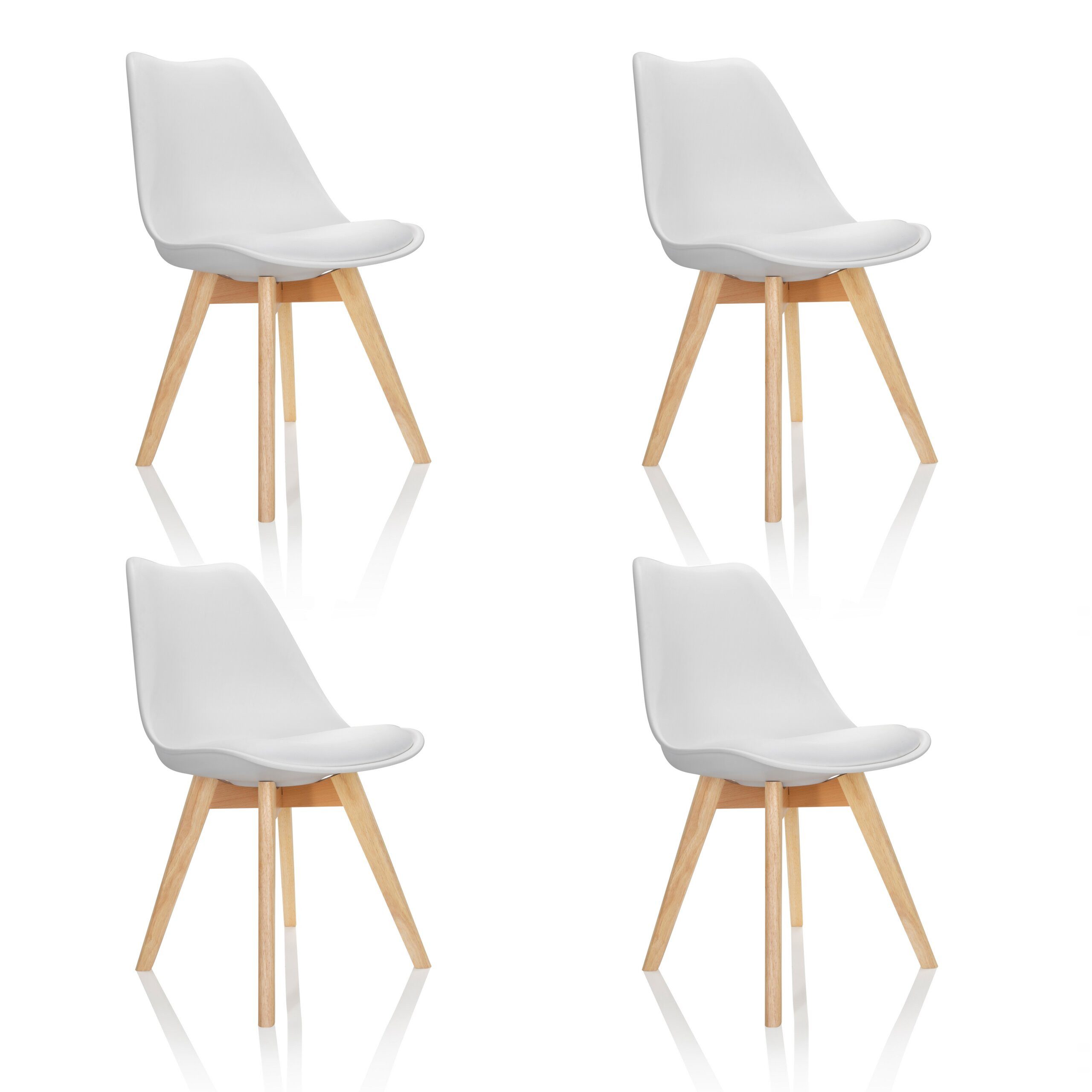 hjh OFFICE Schalenstuhl SCANDI 4 Esszimmerstuhl Kunststoff ohne Armlehnen (4er Set), SCANDI 4