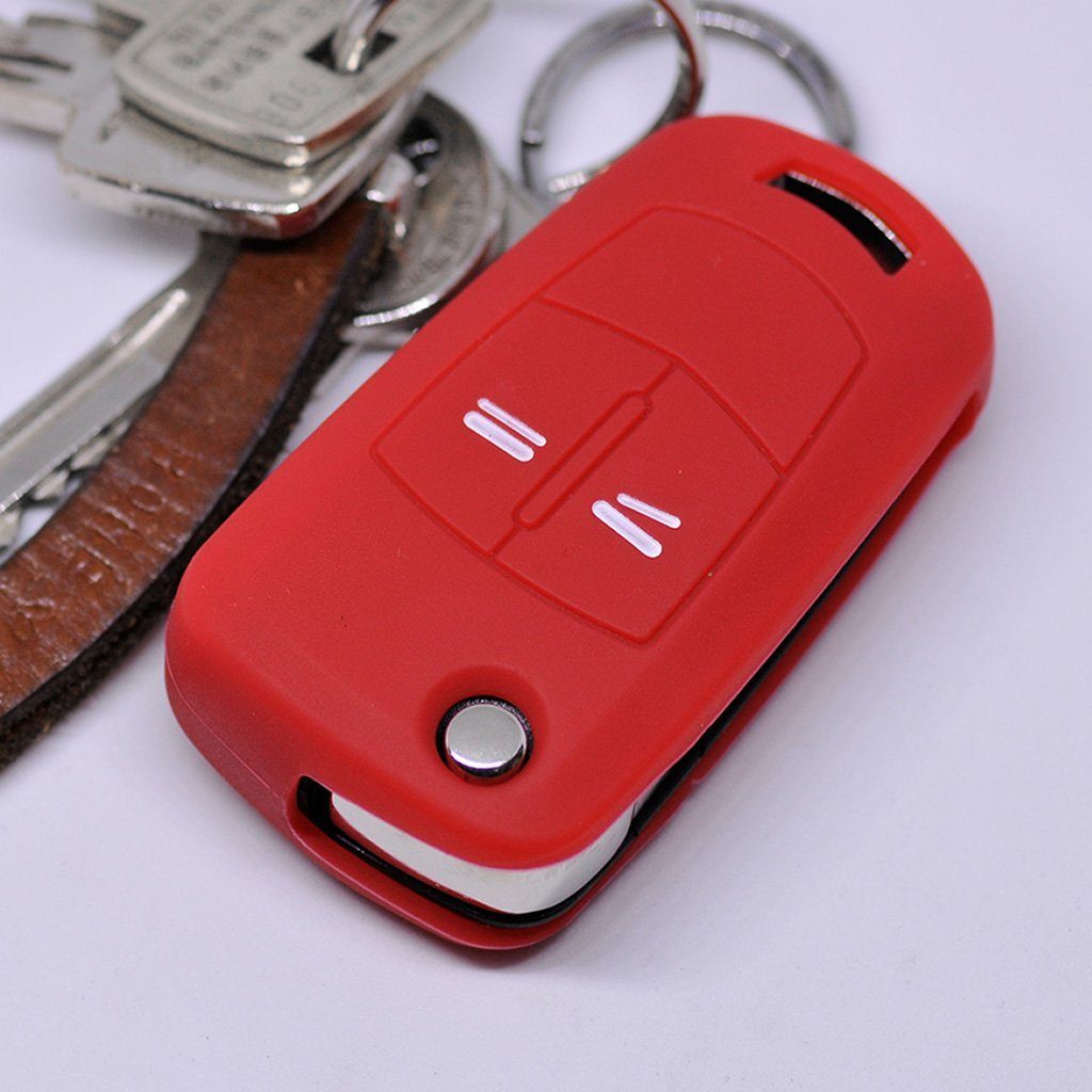 für Softcase Schutzhülle Schlüssel Autoschlüssel Zafira 2008 Astra mt-key bis Tasten OPEL 2 Vectra Signum Corsa Silikon Rot, Schlüsseltasche