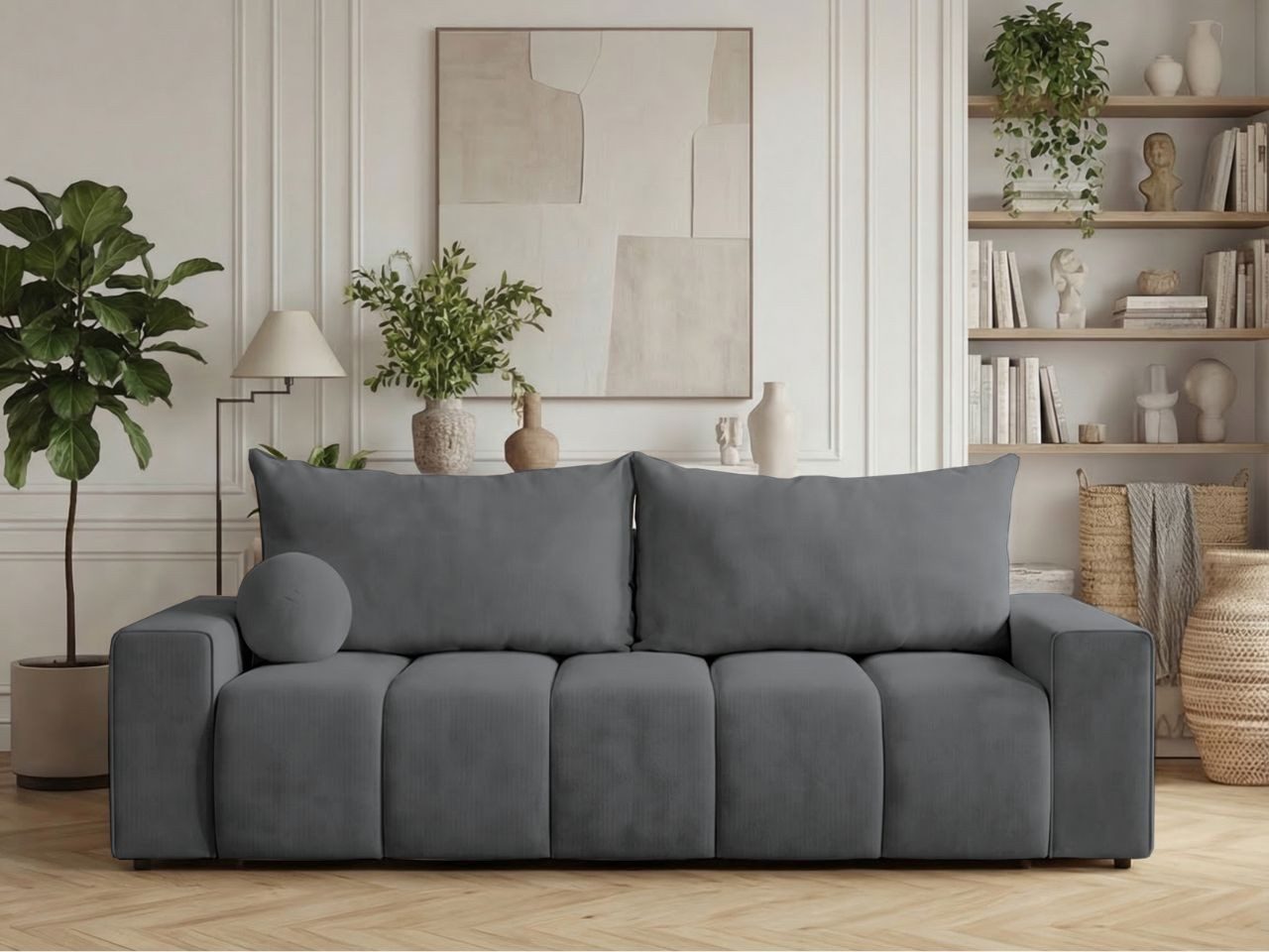 GrainGold Sofa Miro, Set, Schlaffunktion, Wellenfedern, DL-Mechanismus, PUR-Schaum, Bettkasten