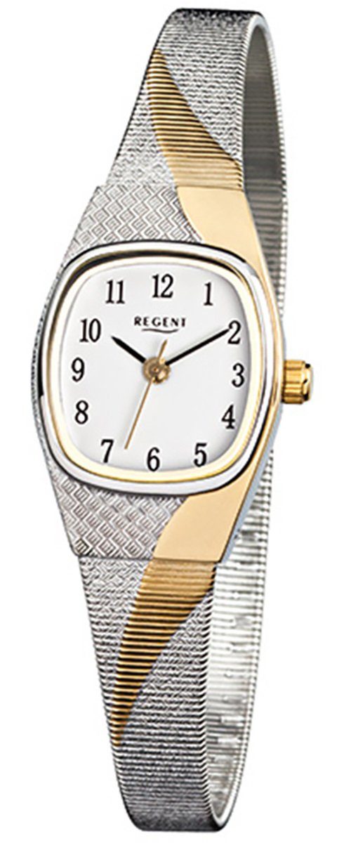 Regent Quarzuhr Regent Damen-Armbanduhr silber gold Analog, Damen Armbanduhr tonneau, eckig, klein (ca. 19mm), Edelstahlarmband