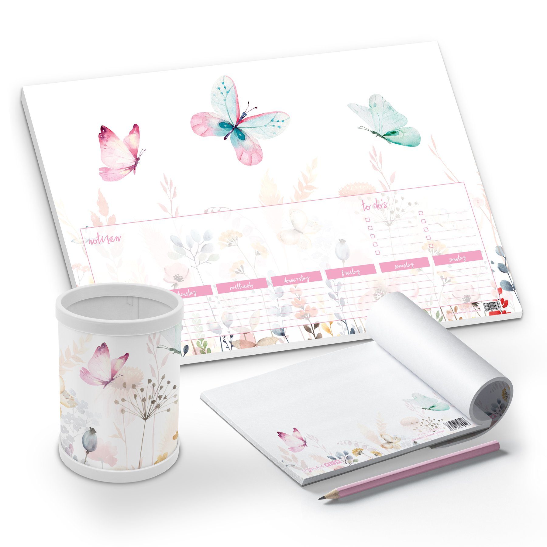 itenga Schreibtischunterlage itenga Schreibtisch-Set Schmetterling 3-teilig Sch