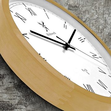 Holzwerk Funkwanduhr FREIBURG Designer Funk Holz Wand Uhr, beige, weiß (lautlos ohne Tickgeräusche, 30 cm)