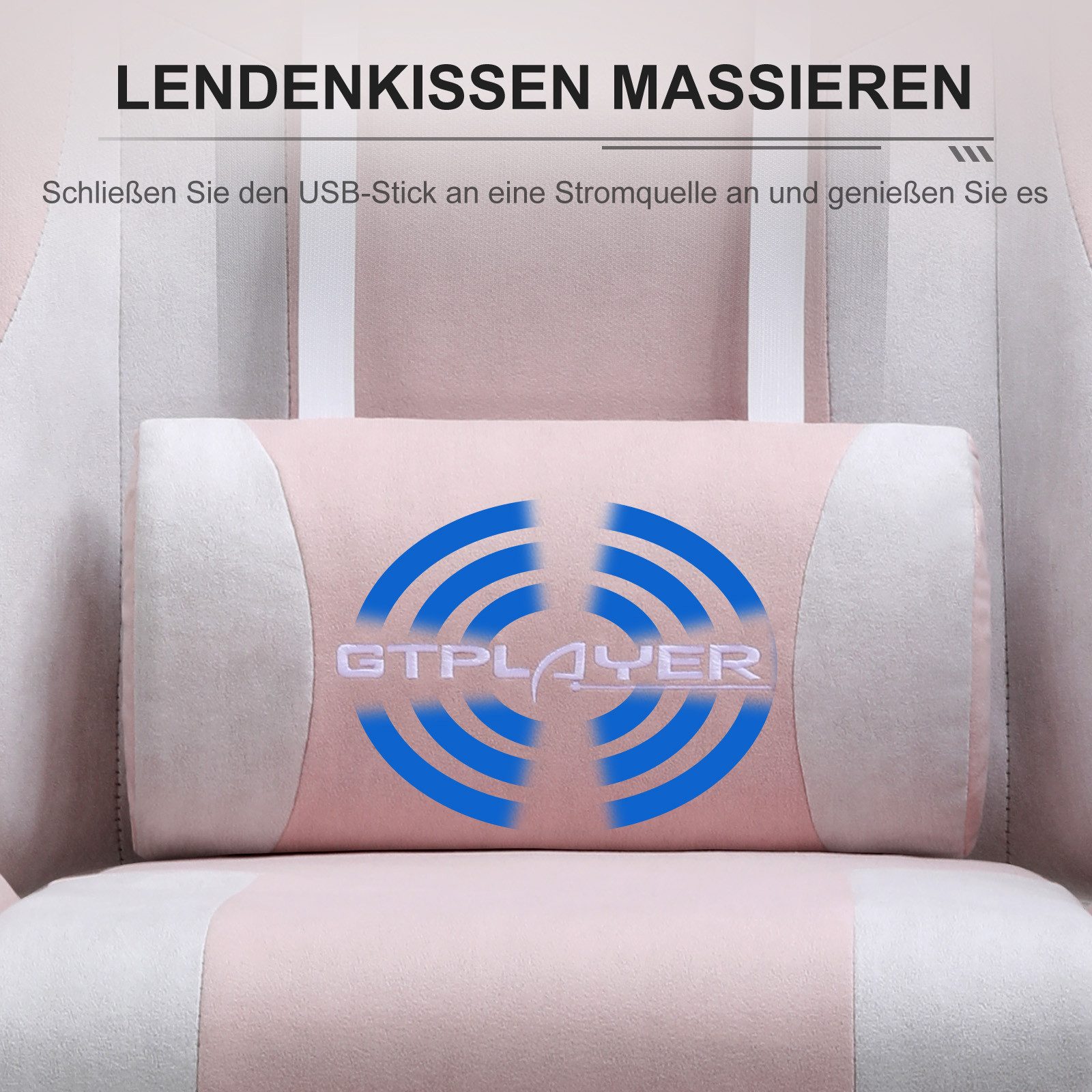 GTPLAYER Gaming-Stuhl Bürostuhl Gaming Stuhl Massage Ergonomischer Gamer Stuhl, mit Massage-Lendenkissen Fußstütze, Kopfstütze – Bild 3 von 5