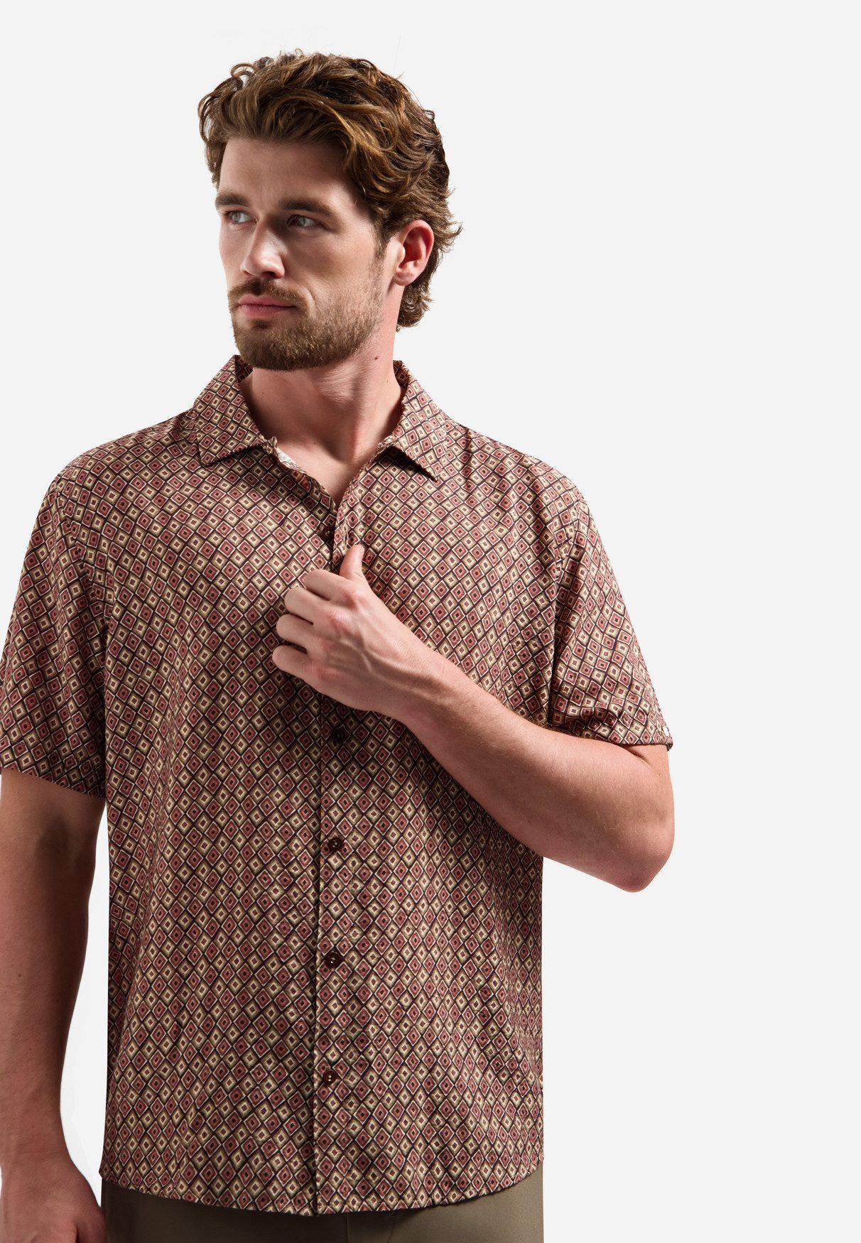 NO EXCESS Kurzarmhemd Shirt Short Sleeve Allover Printed - Kurzarmhemd Print - Hemd Herren