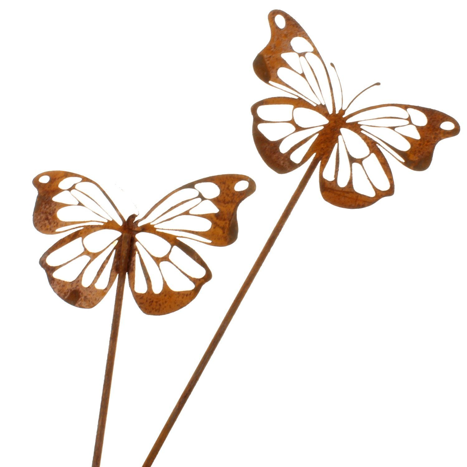 Macosa Home Gartenstecker (Dekofigur Edelrost Gartendeko Blumenstecker, 2-St., Beetstecker Garten-Dekoration Figur) Schmetterling 2er Set Rost 54 cm Rostig Echtrost. € 8,90