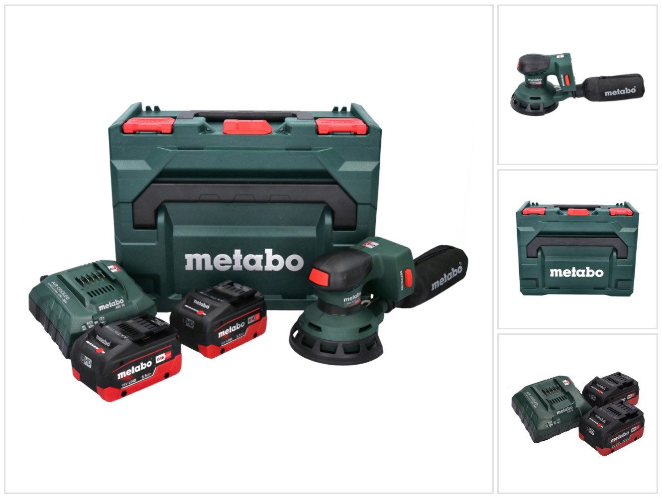 metabo Akku-Exzenterschleifer SXA 18 LTX 125 BL 18 V 125 mm Brushless + 2x Akku 5,5 Ah + Ladegerät