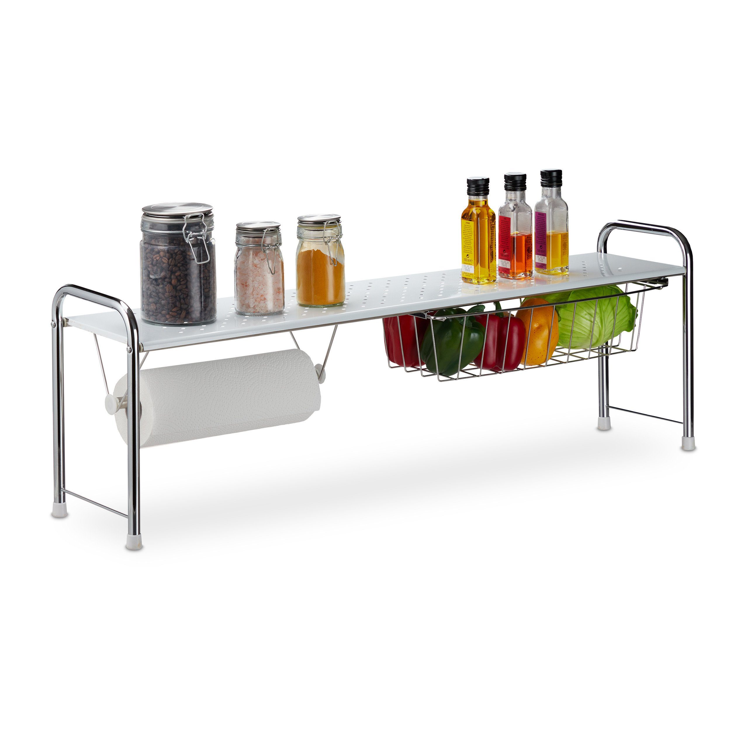 relaxdays Küchenregal Spülbeckenregal mit Küchenrollenhalter günstig online kaufen