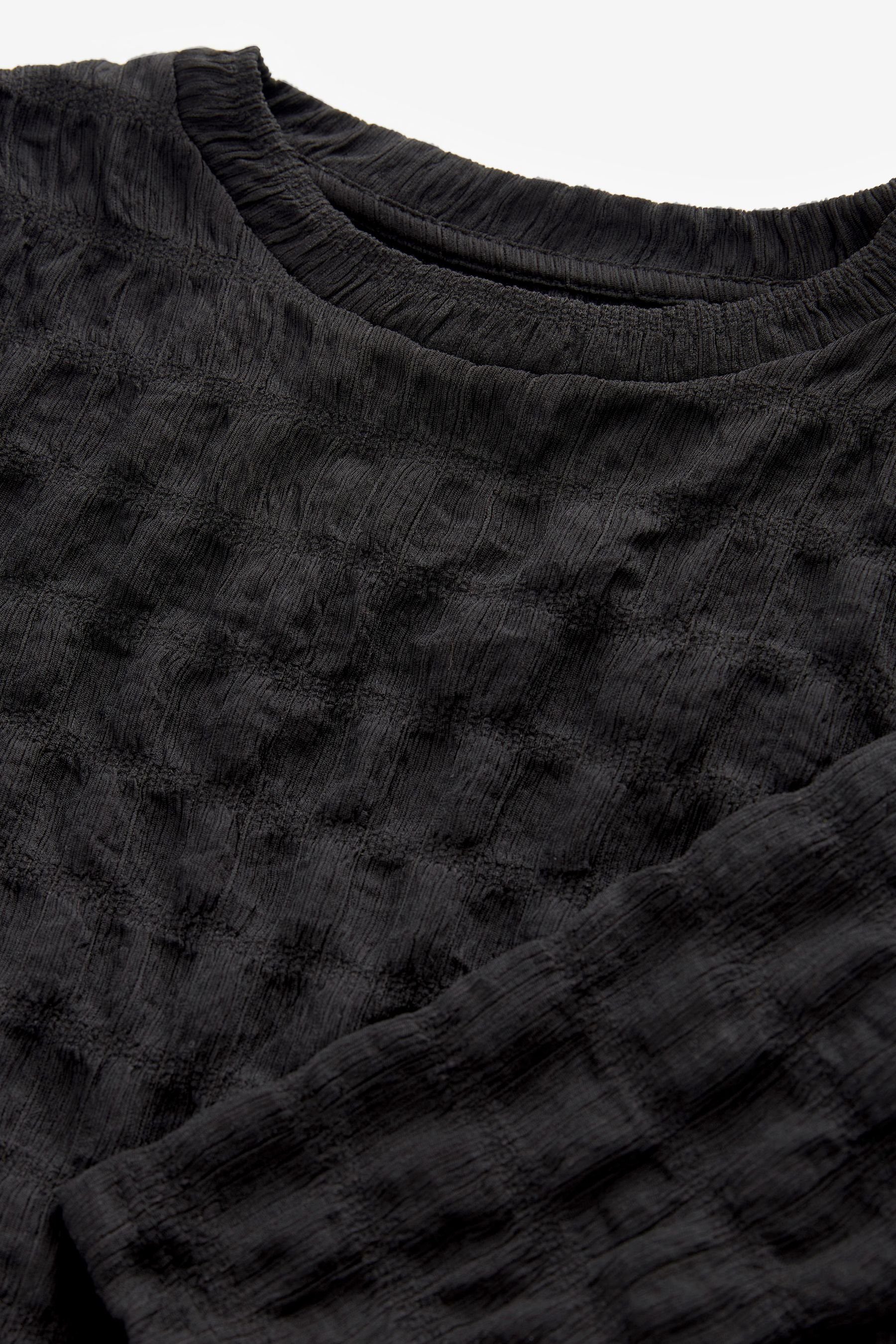 Next Langarmshirt mit Struktur Langärmeliges (1-tlg) Black Hemd