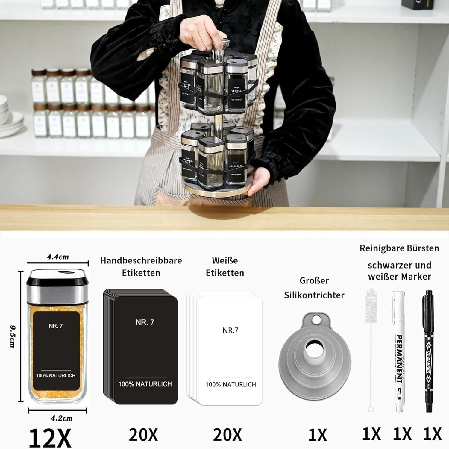 KingLux Gewürzkarussell 360° Gewürzregal Drehbar 2 Etagen mit 12 x 120ml Ge günstig online kaufen