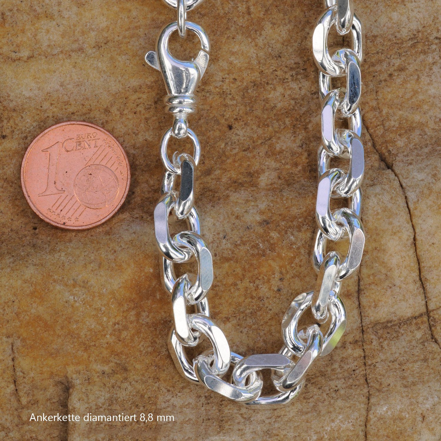 HOPLO Silberkette Ankerkette diamantiert Länge 50cm günstig online kaufen