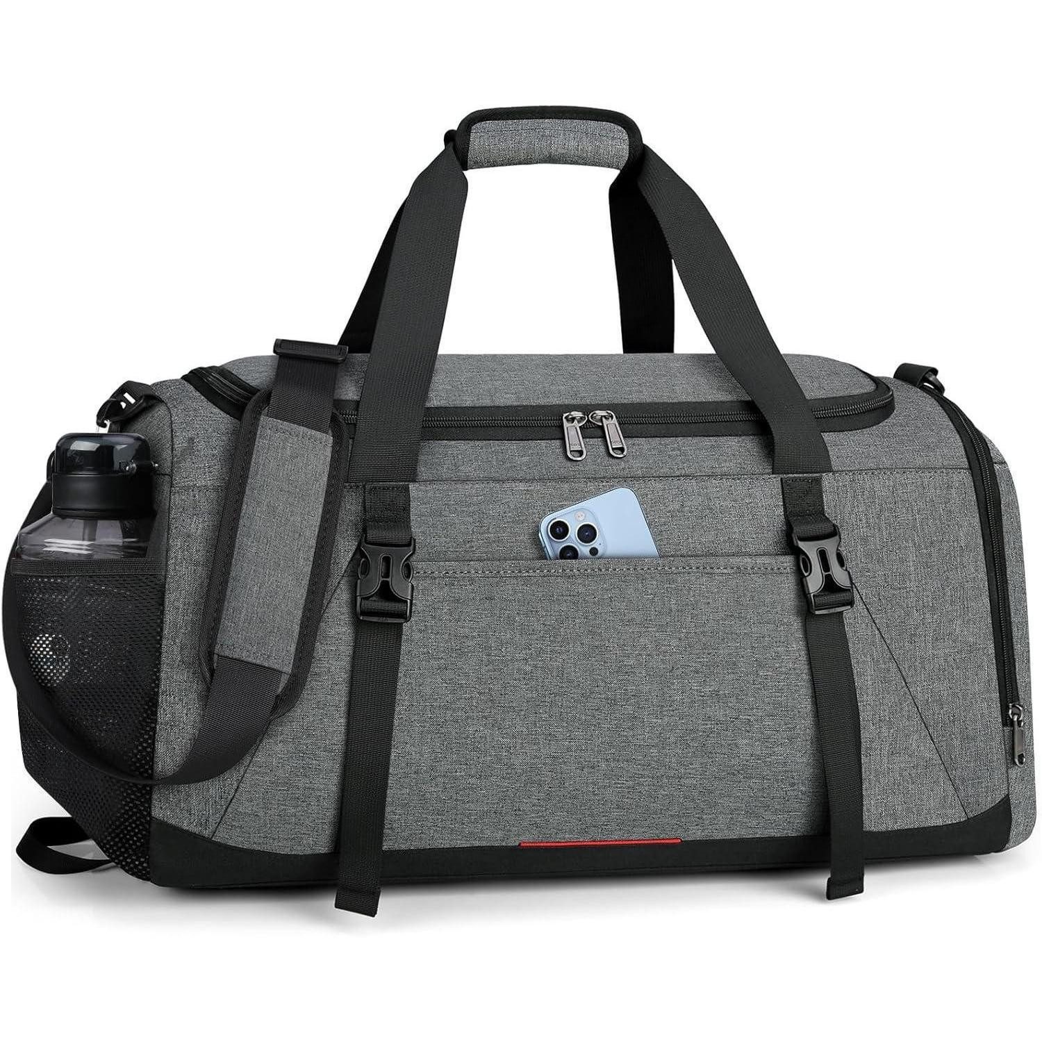 LuxusKollektion Sporttasche Sporttasche Herren Damen wasserdicht 40L mit Schuhfach Nassfach Grau