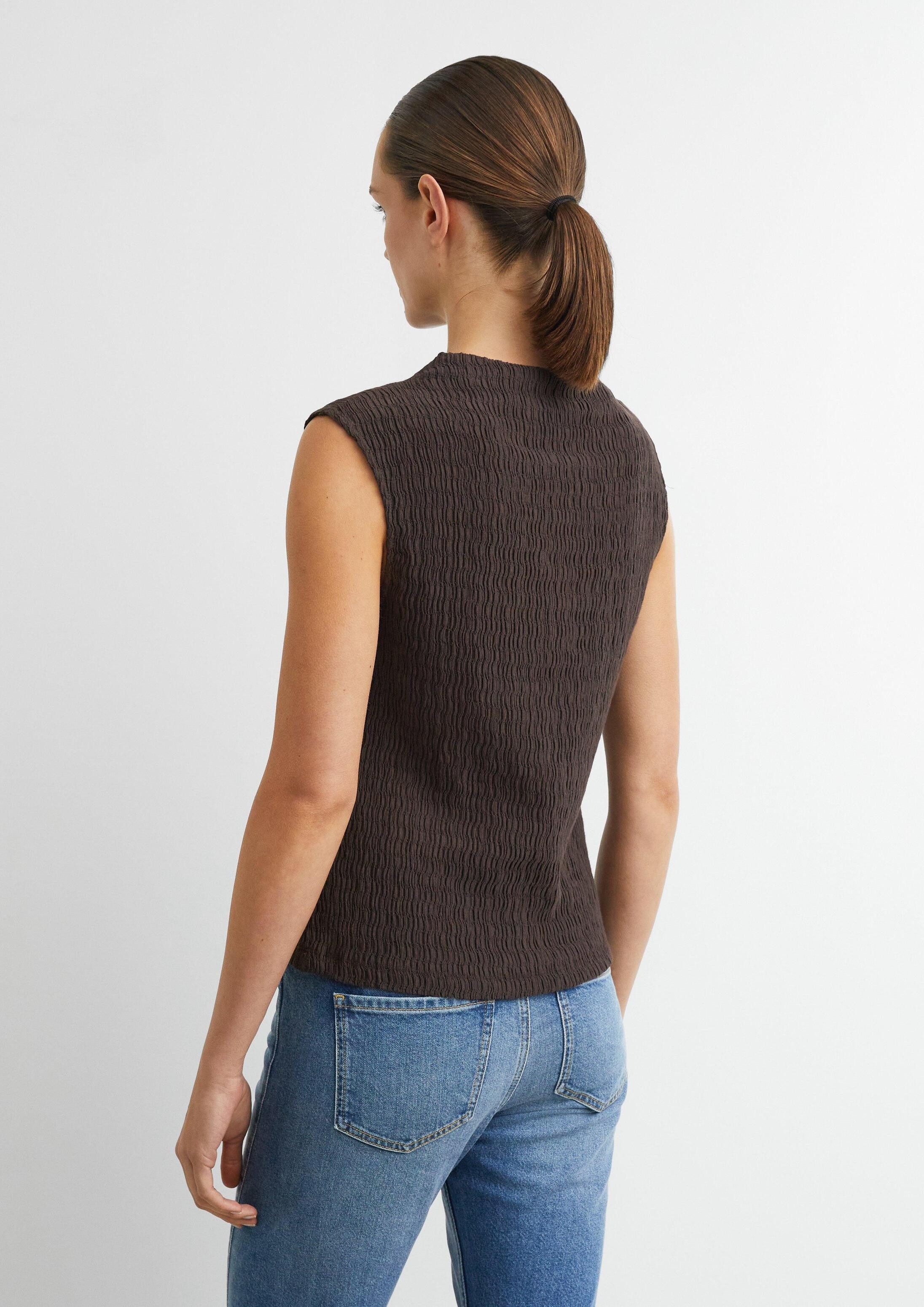 comma Muskelshirt T-Shirt Strukturiertes Top mit leichtem Mockneck