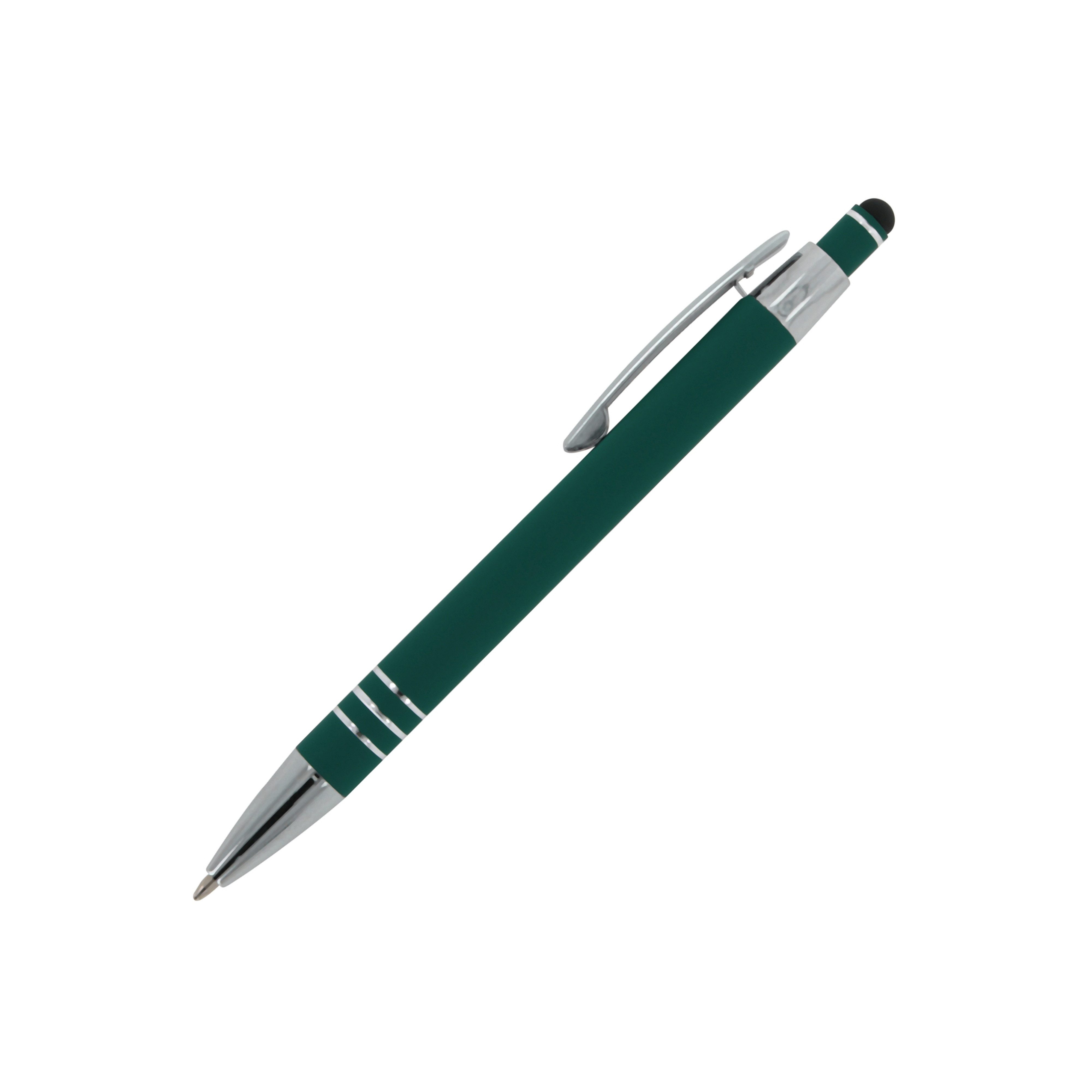 TOPPOINT Kugelschreiber Touchpen Kugelschreiber / aus Metall / mit Soft-Touch / Farbe: dunkelg