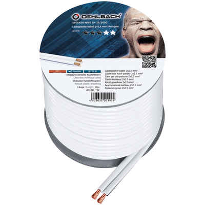 Oehlbach »Speaker Wire SP-25 - Stereo HI-FI Lautsprecherkabel, Boxenkabel mit OFC (sauerstofffreies Kupfer) 2x2,5 mm² Mini Spule Lautsprecher Kabel - 10m weiß« Audio-Kabel, (1000 cm)