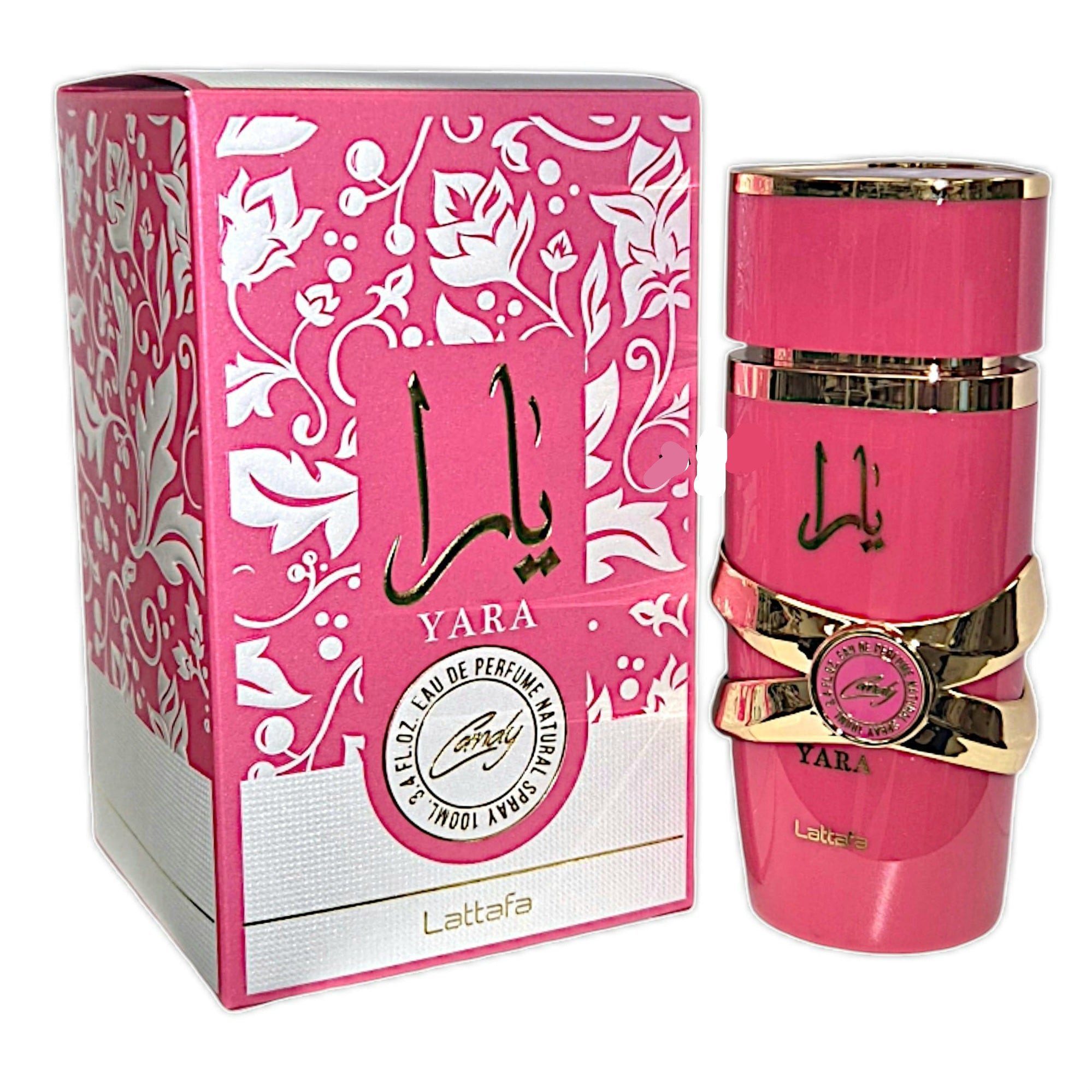 Lattafa Duft-Set Yara Serien Candy Eau de Parfum + Parfümzerstäuber (leer) Set