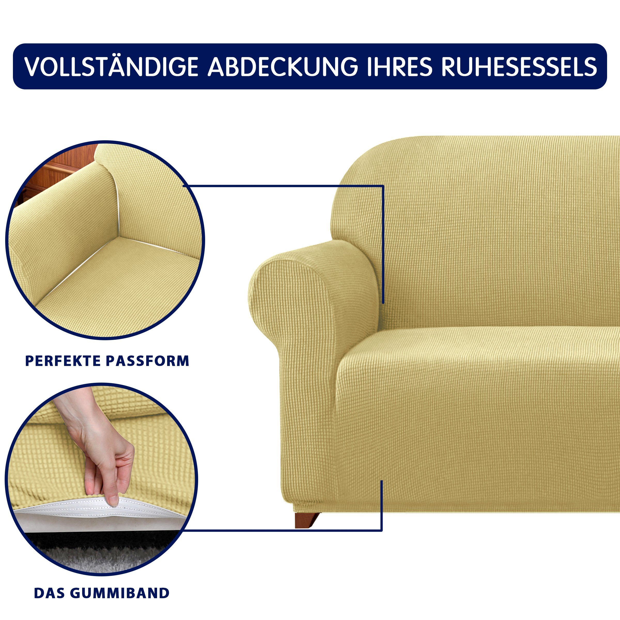 Sofahusse beige 2/3/4 Sofabezug, mit Sitzer SUBRTEX, Muster dezentem