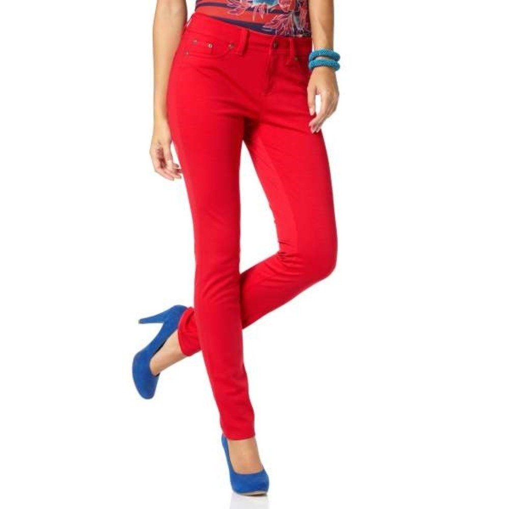 YESET Chinohose Damen Jerseyhose Hose Jersey Skinny Chino rot 140483