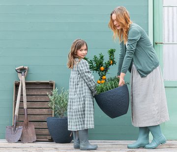 Dehner Blumentopf Pflanztopf Stone, Ø 40/50 cm, Höhe ca. 31/39 cm, robust und leicht, Blumentopf für drinnen und draußen