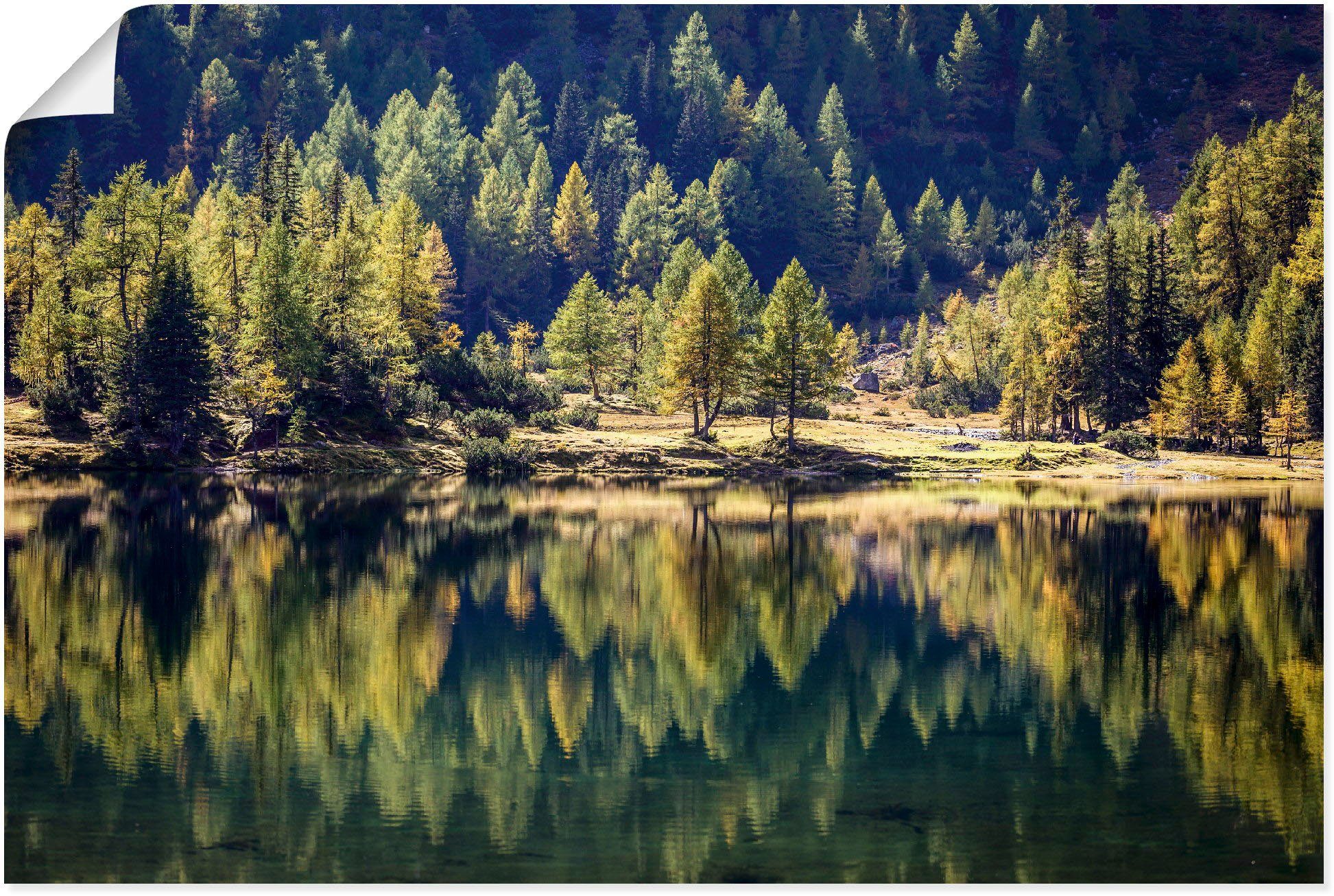 Artland Wandbild Herbstwald am Duisitzkarsee, Wandaufkleber Leinwandbild, Alubild, St), Größen (1 Waldbilder Poster als oder in versch