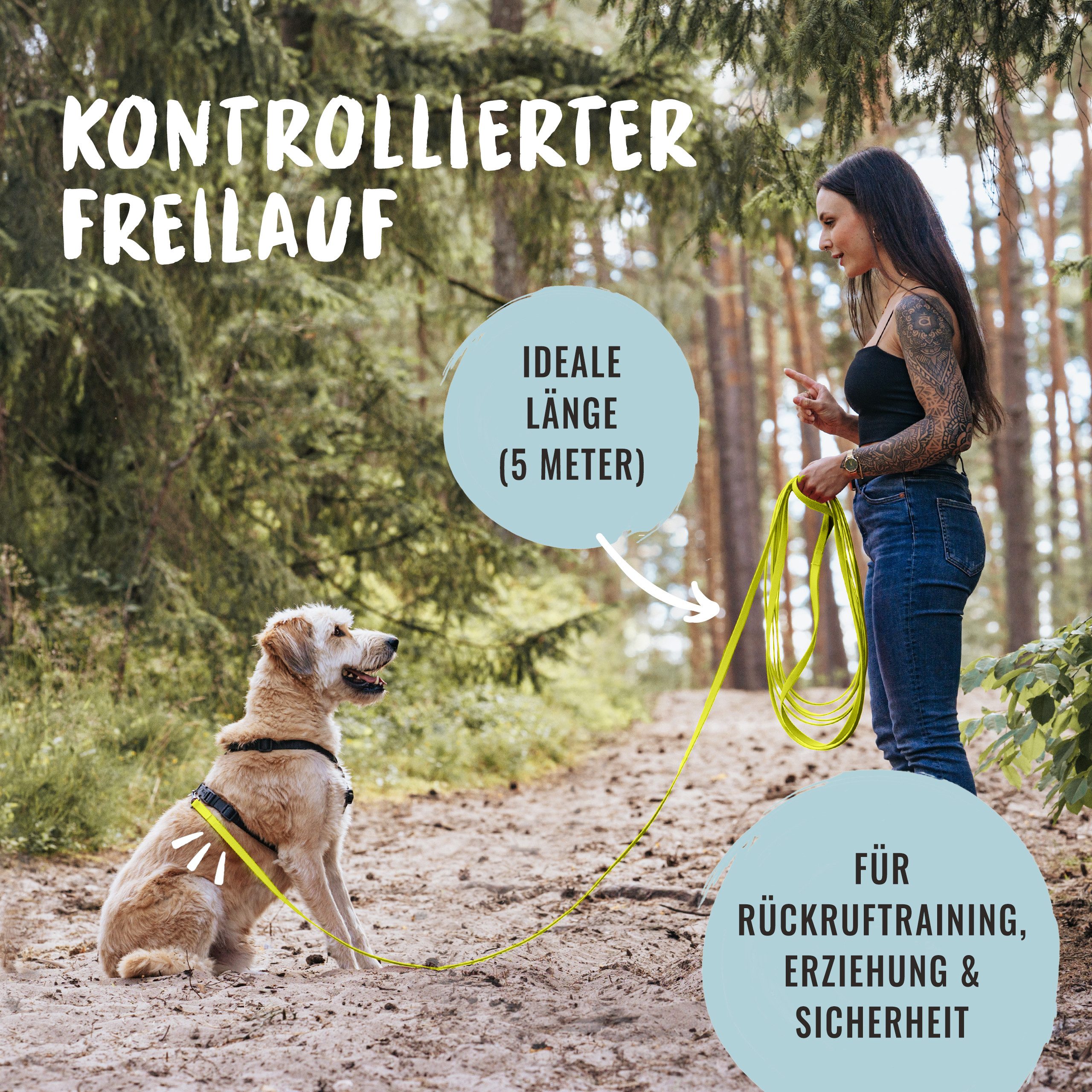 Rudelkönig Schleppleine PVC Schleppleine für Hunde mit Griffpolsterung, Robuste Hundeleine, PVC (1-tlg), Wetterfeste Schleppleine mit Handschlaufe, Verschiedene Längen