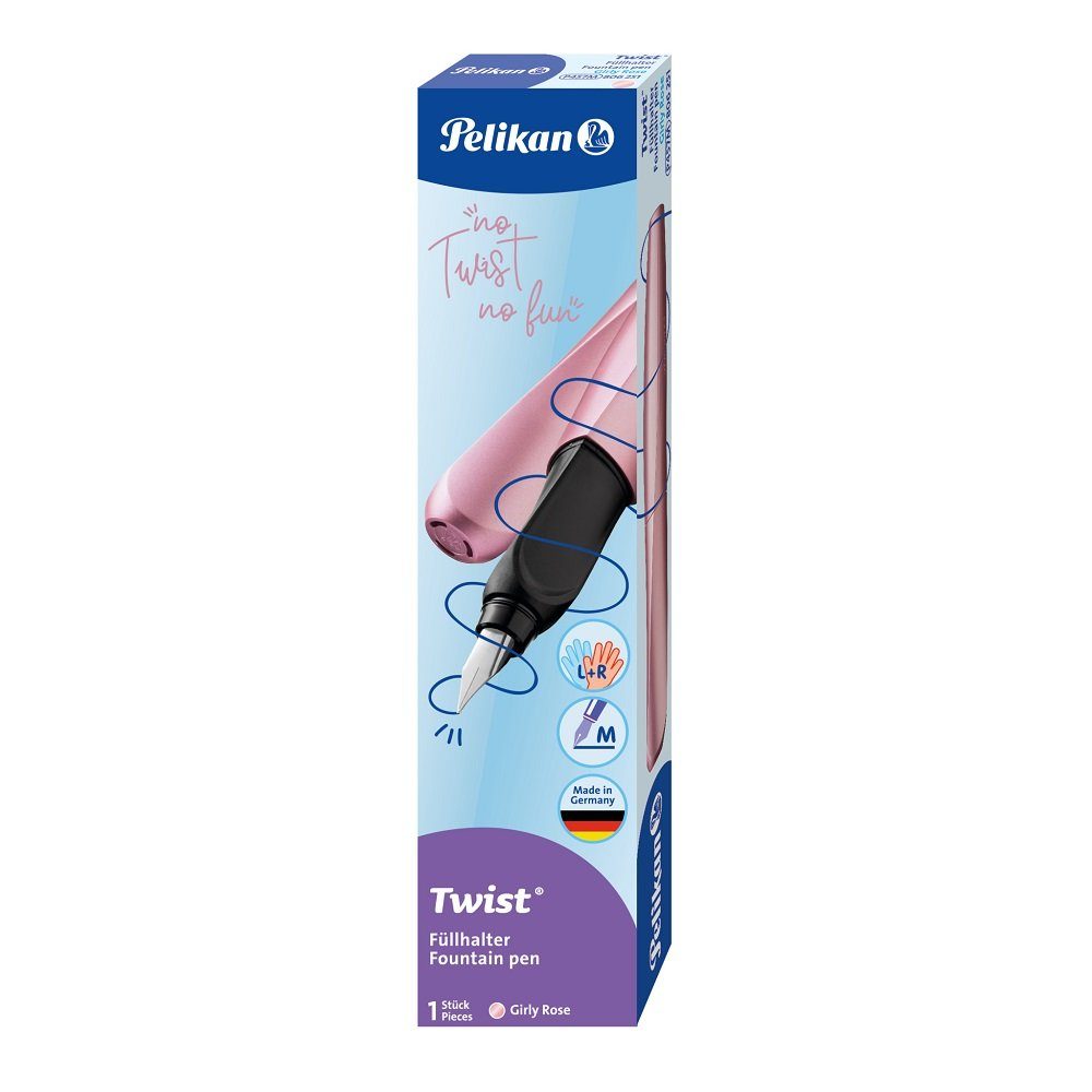 Pelikan Füller 1 Füller P457 Twist für Rechts-& Linkshänder mit M-Feder rose, (1-tlg)