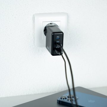 XLAYER Powercharger USB-C Schnellladegerät I 65W PD I GaN Charger I 3-Port Smartphone-Ladegerät