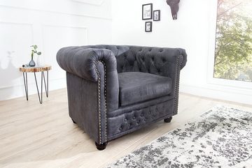 riess-ambiente Chesterfield-Sessel CHESTERFIELD 105cm antik grau (Einzelartikel, 1-St), Wohnzimmer · Microfaser · mit Armlehne · Federkern · Design