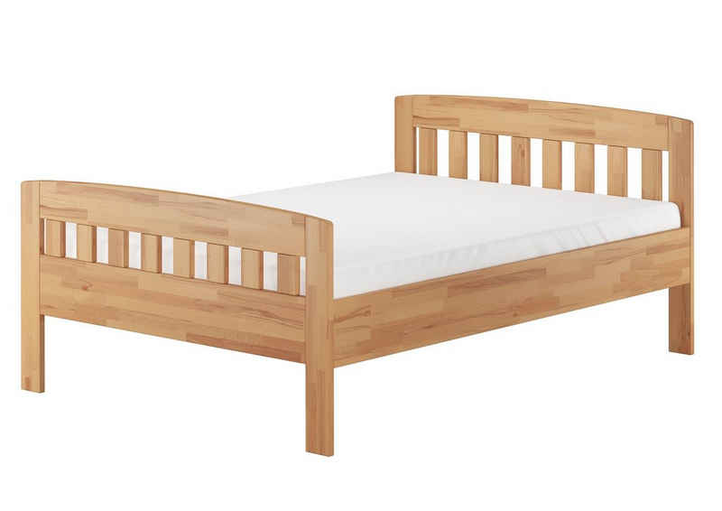 ERST-HOLZ Bett Doppelbett Zeitlos Buche massiv hohe Sitzt-Kante 140x200 cm, Buchegeölt