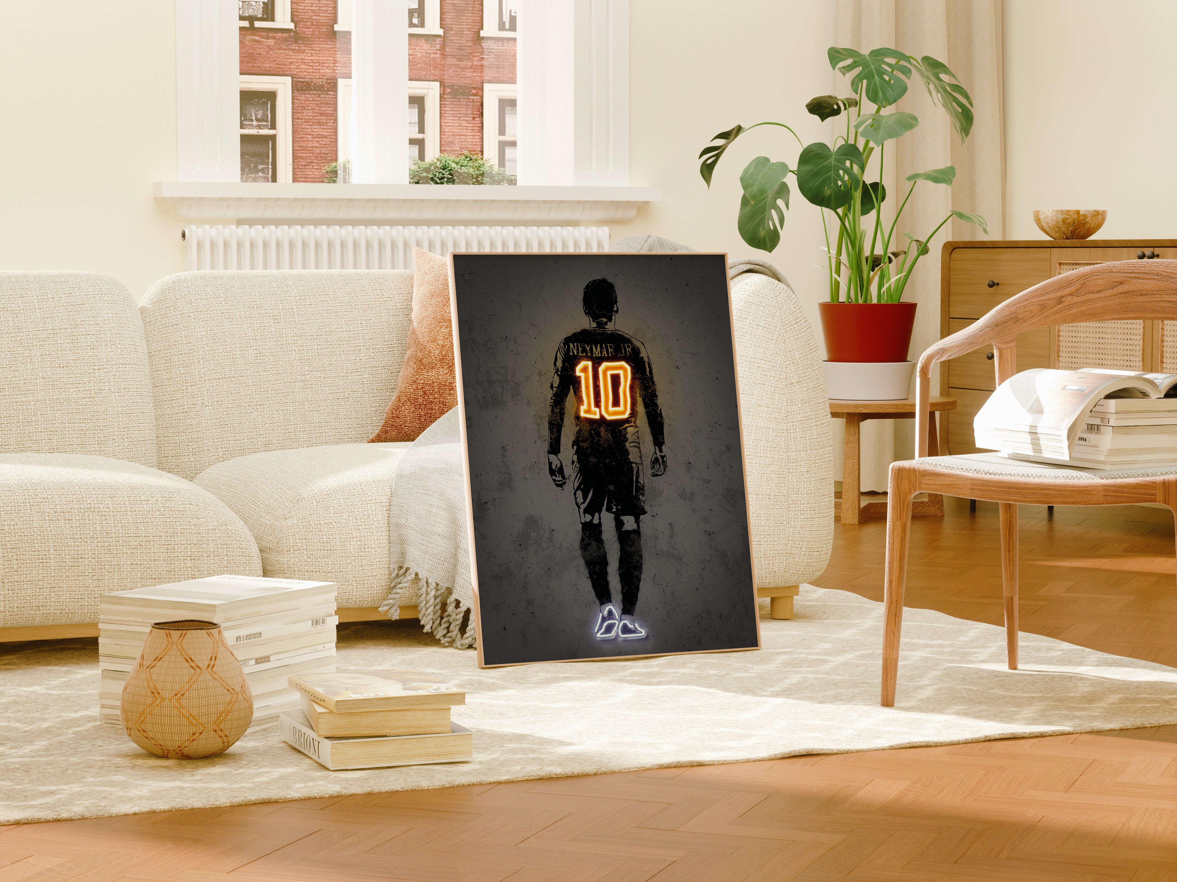 JUSTGOODMOOD Poster Premium ® Neymar Junior Fußball Poster · Neon Effekt · ohne Rahmen – Bild 4 von 5