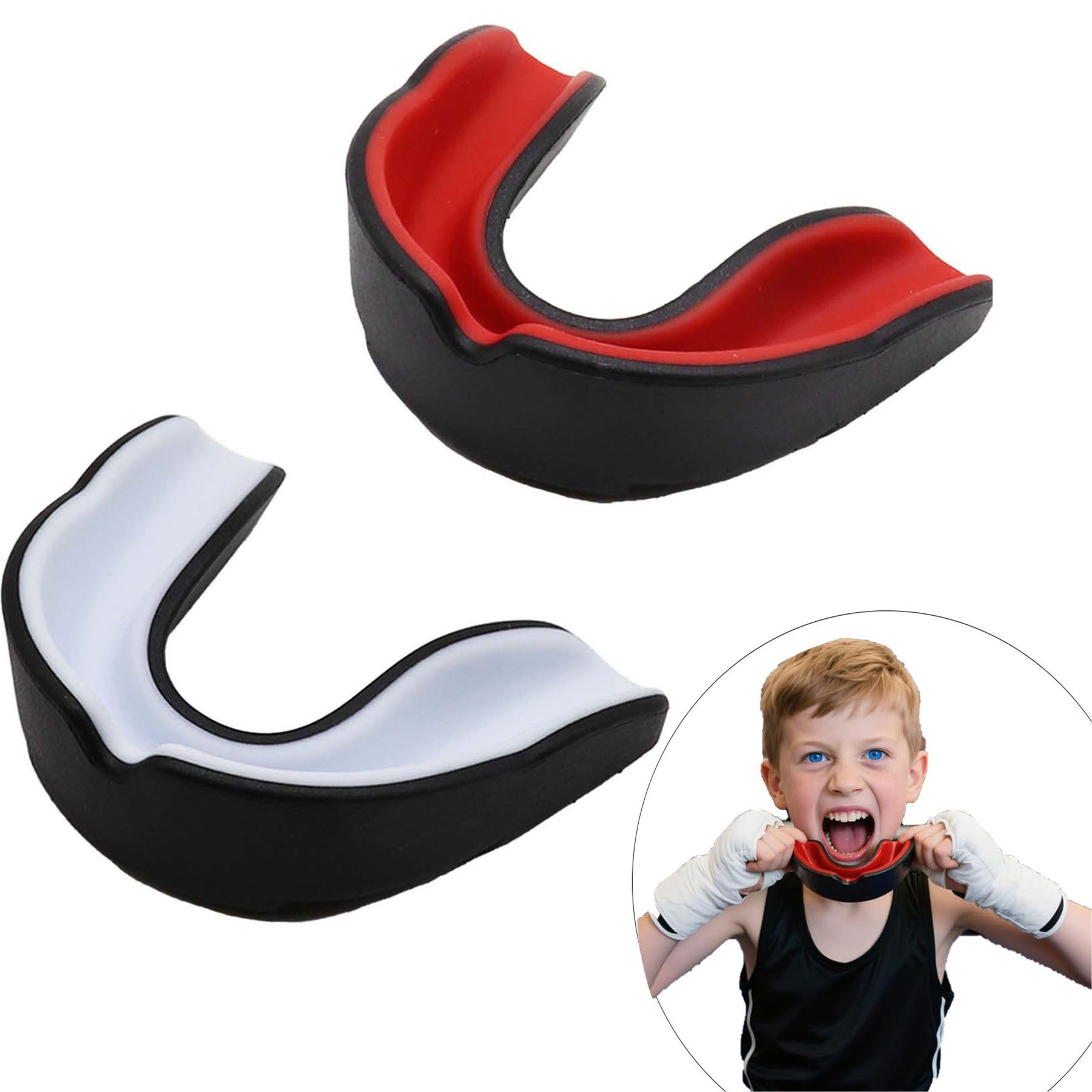 Mutig Капа Sport Капа,2 Stücke Mundschutz Boxen,Erwachsene, SchwarzWeiß (Sport Капа ideale Atmung&leicht Anpassbar,Unisex Erwachsene, Mundschutz für MMA,Kampfsport,Boxen, Taekwondo,Hockey,Hockey und Mehr), Sport Капа,Mundschutz Boxen,Erwachsene Schwarz-Rot&Schwarz-Weiß