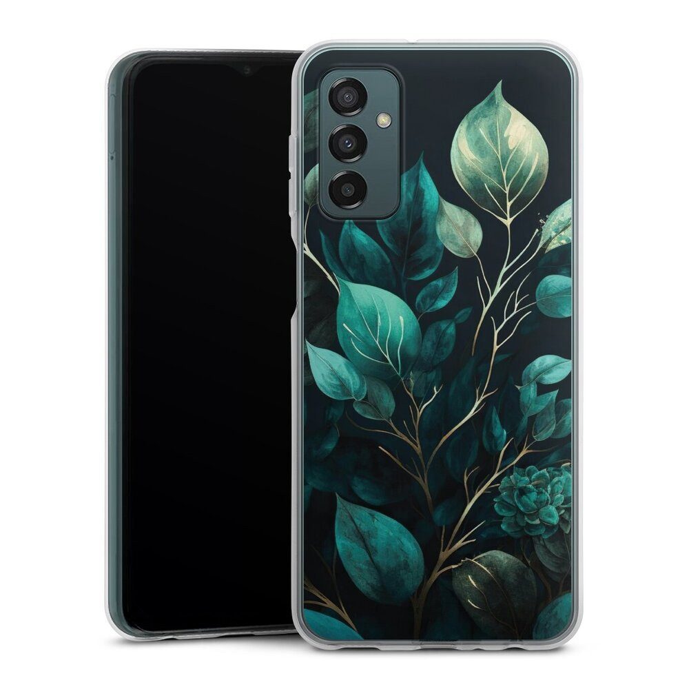 DeinDesign Handyhülle Eukalyptus Blätter schwarz Eucalyptus Dark Background, Samsung Galaxy M23 5G Silikon Hülle Bumper Case Handy Schutzhülle