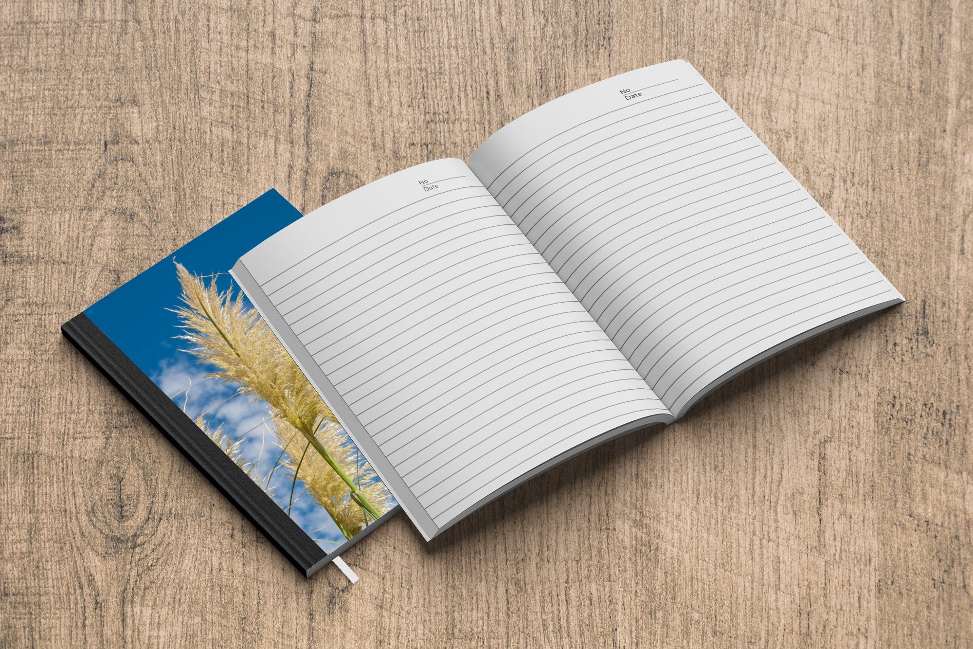 Tagebuch, Pampasgras Notizbuch Journal, Luft, Seiten, Notizheft, - A5, Pflanzen Merkzettel, MuchoWow Haushaltsbuch - 98