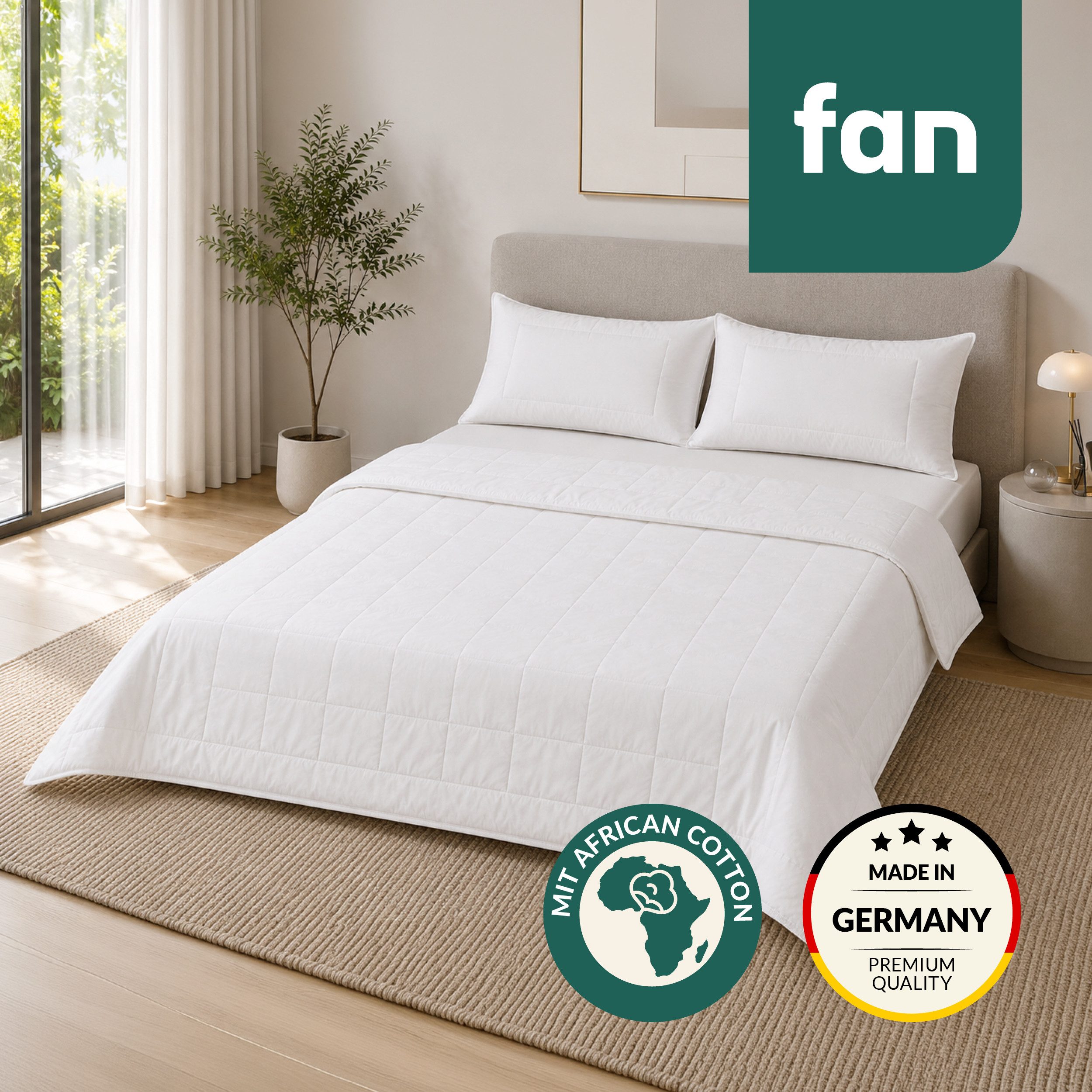 fan Naturfaserbettdecke African Cotton, 135x200 cm und weitere Größen, Füllung: 100% Lyocell (TENCEL), Bezug: 100% Baumwolle, Bettdecke für Winter oder Sommer. Hergestellt in Deutschland