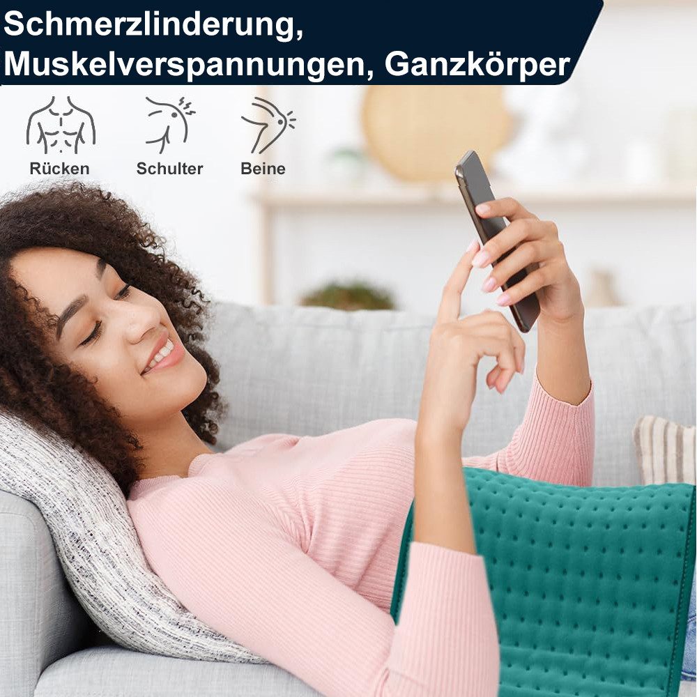 poweradd pro Heizkissen mit 9 Heizstufen (25-65°C) & 4 Timer (30-120 Min), Wärmekissen mit Abschaltautomatik, LED Display Maschinenwaschbarer, Kristallflor (30x60 cm) für Rücken, Schulter, Bauch, Nacken
