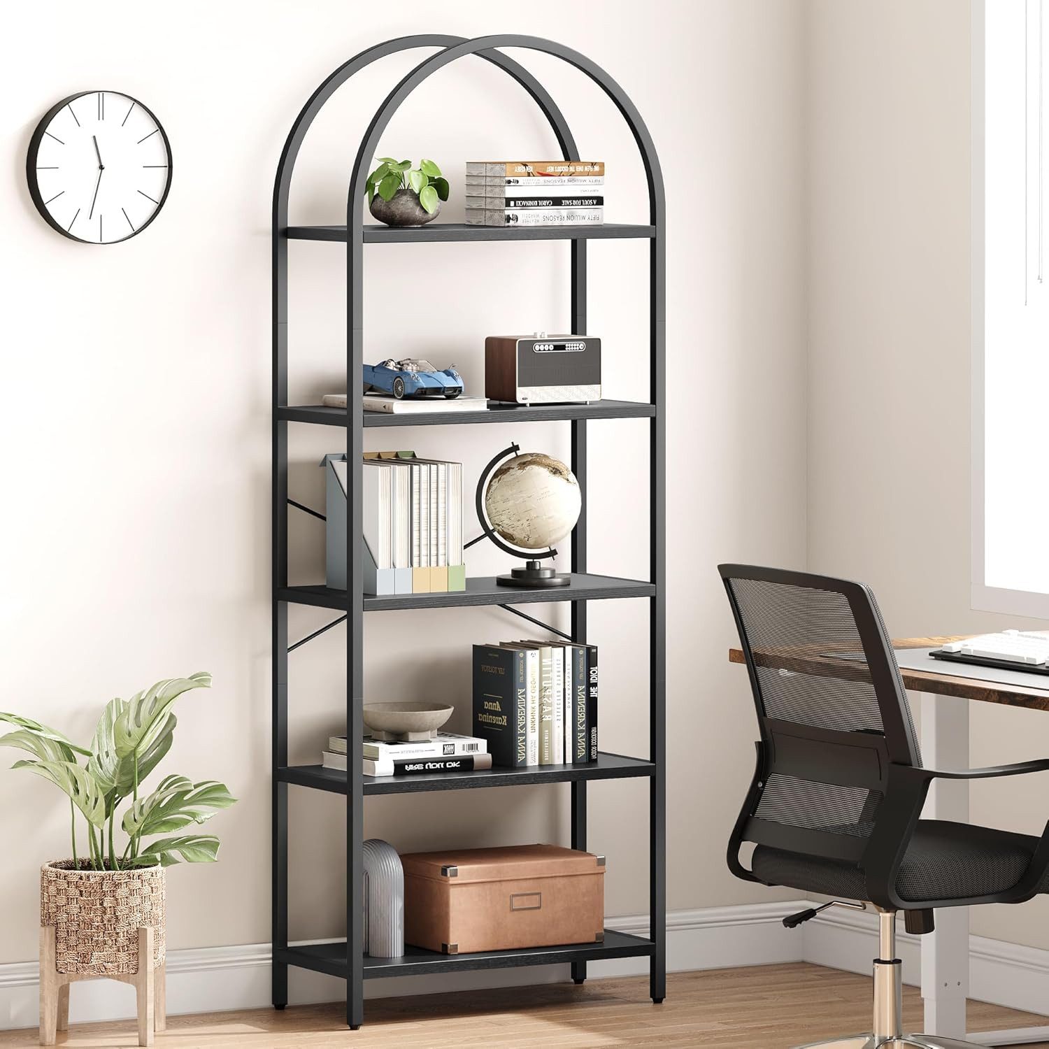 GarveeMore Bücherregal Standregal mit 5 Ebenen,gewölbt Display Racks,180x60 günstig online kaufen