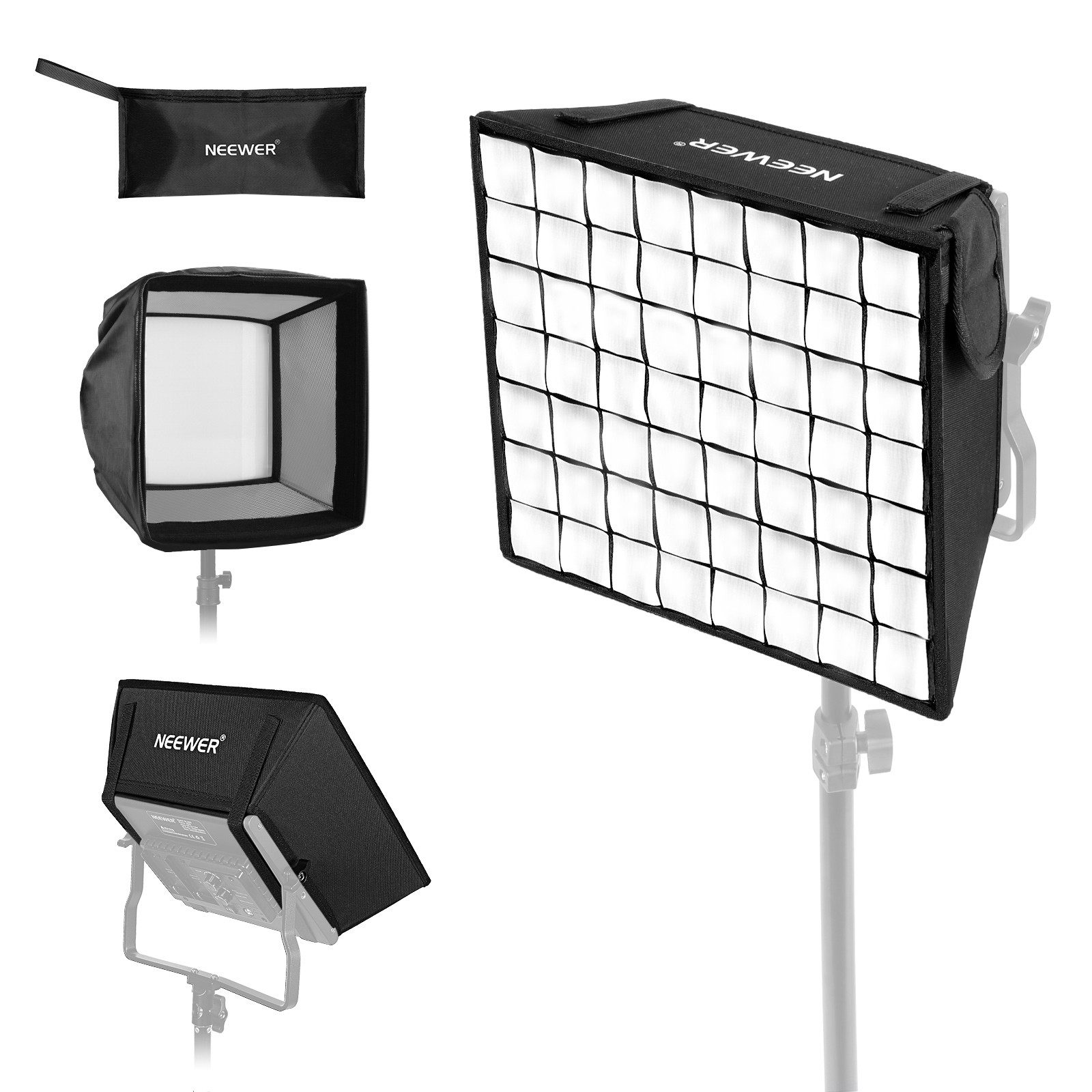 Neewer Softbox NS-660F 31x29cm Softbox Diffusor, Faltbare, mit Gitter und Tasche, für NL660 & RGB660 LED-Videoleuchtpaneel, Studio Fotografie