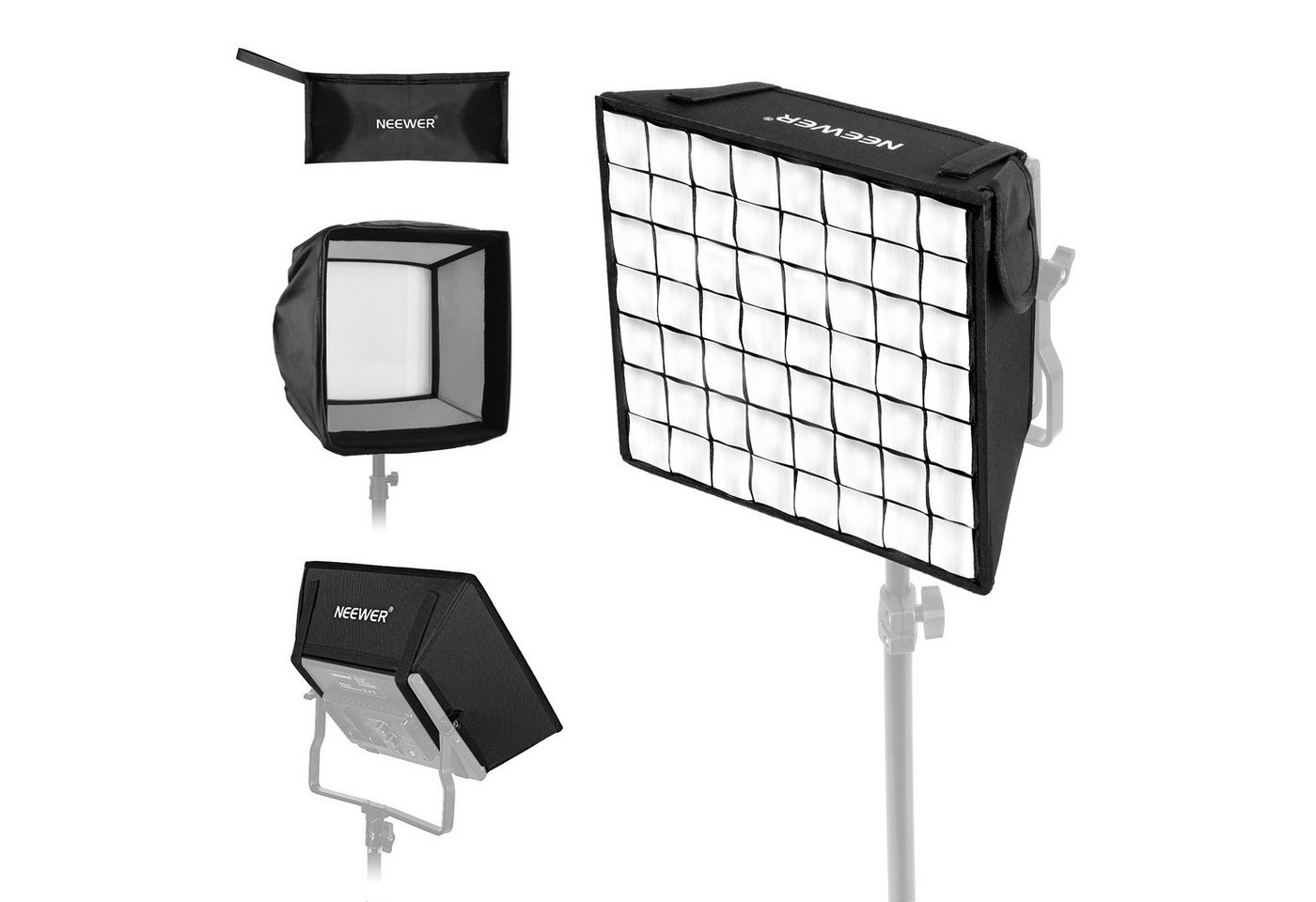 Neewer Softbox NS-660F 31x29cm Softbox Diffusor, Faltbare, mit Gitter und Tasche, für NL660 & RGB660 LED-Videoleuchtpaneel, Studio Fotografie