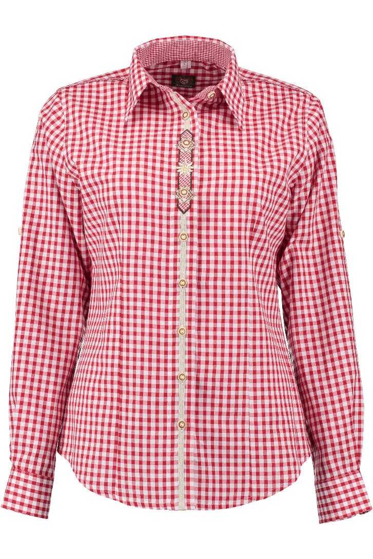 Trachtenbluse Trachtenbluse - DEBORAH - mittelblau, mittelrot, grün