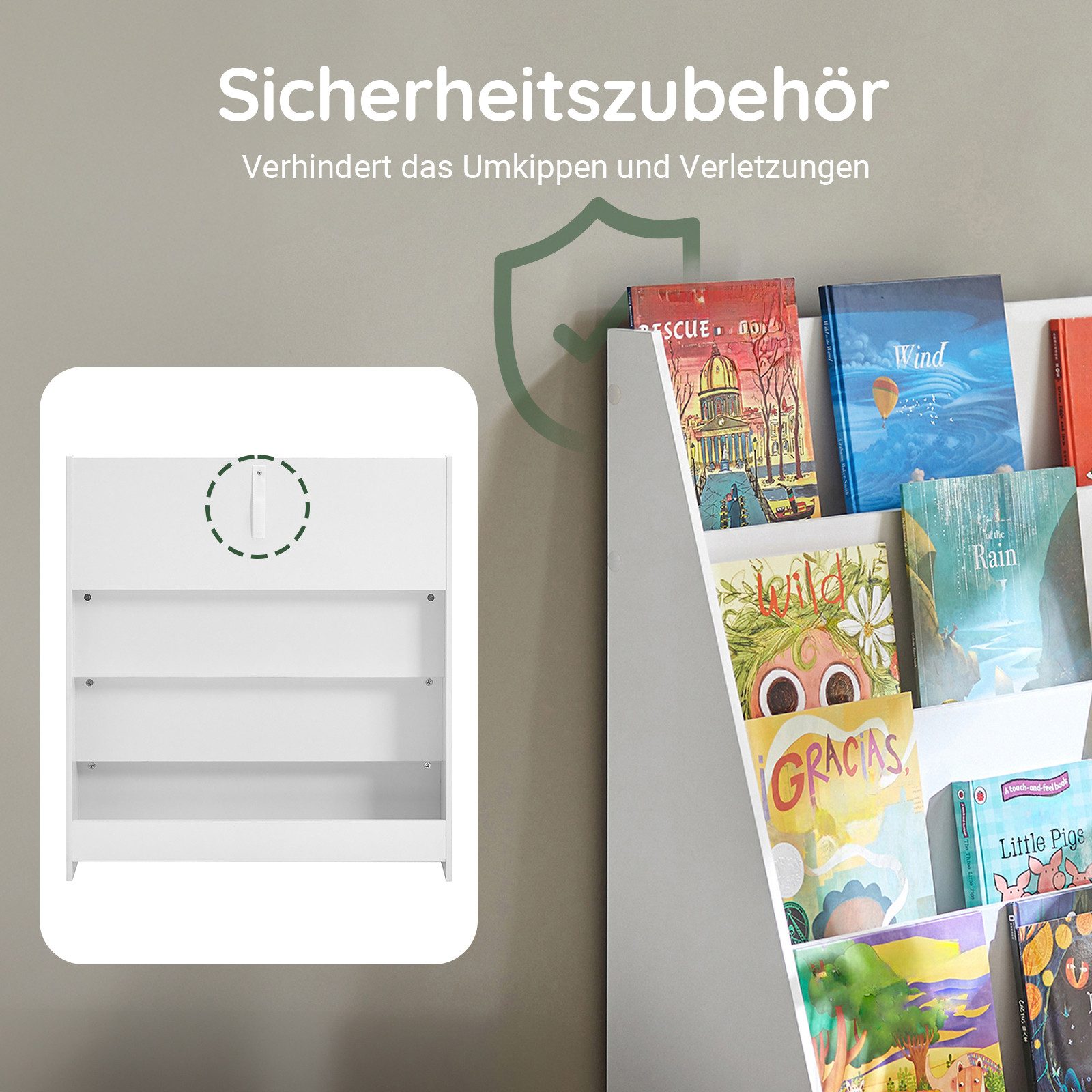 SoBuy Bücherregal DE-KMB32, Kinder Bücherregal Kinderregal, mit 4 Ablagefächern, Kinderzimmer